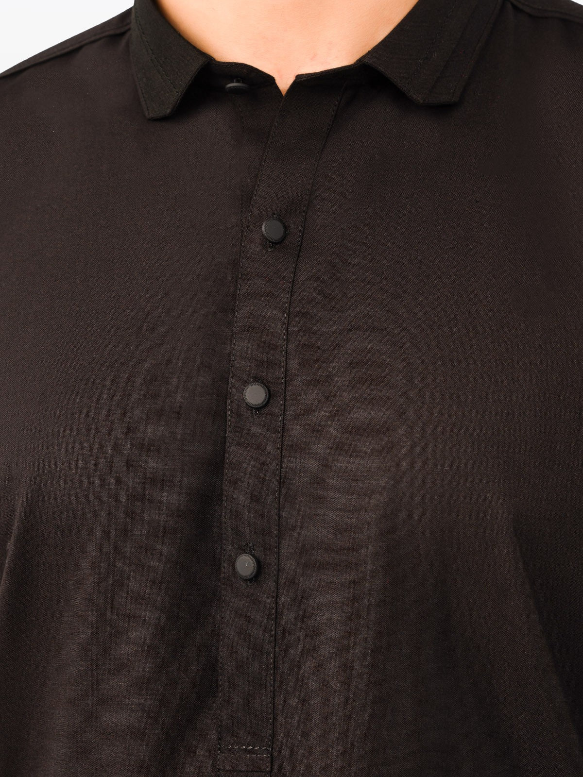 Men's Black Shalwar Kameez - EMTKS23W-41056 - Image 4