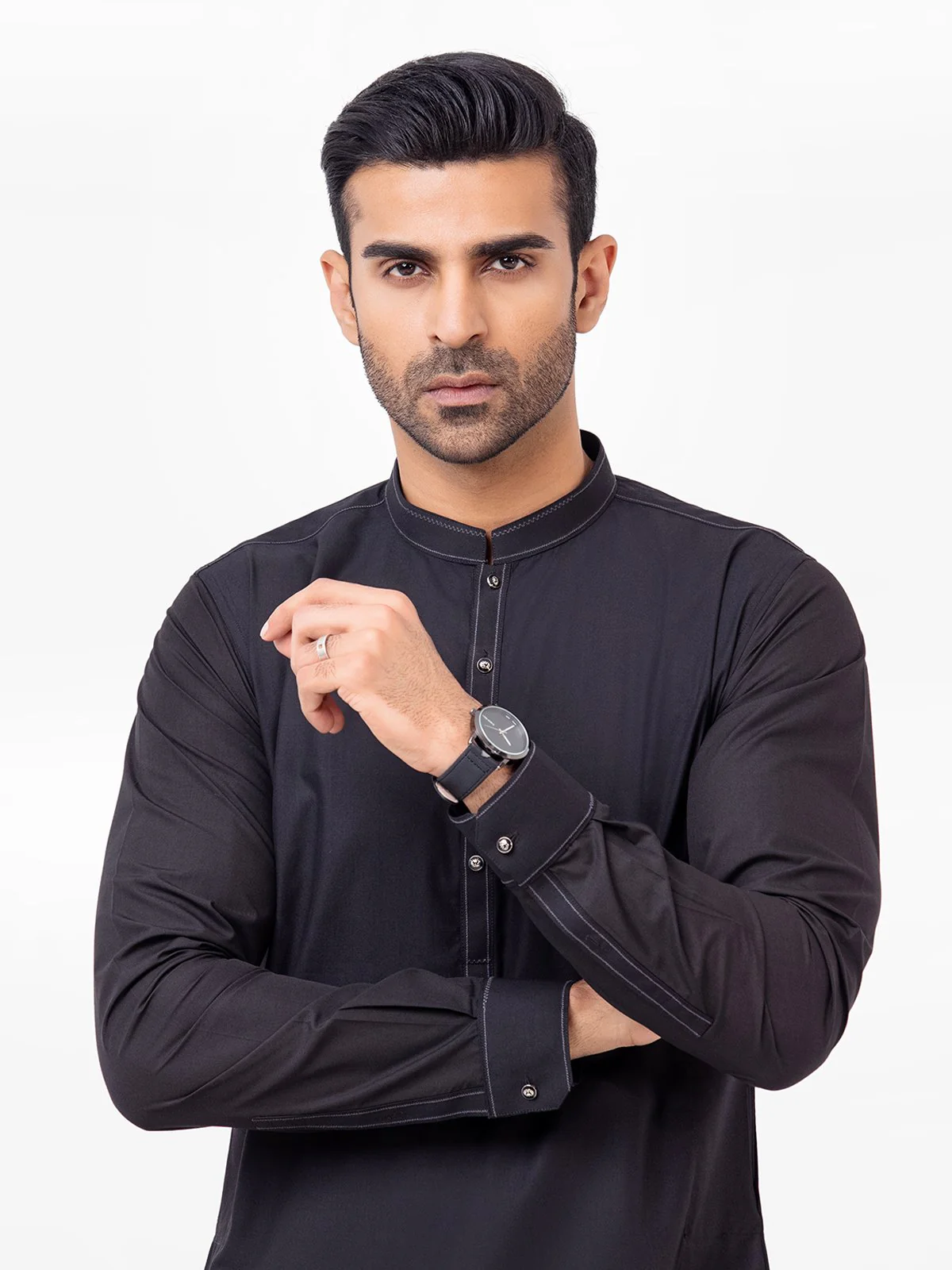 Men's Black Kurta Pajama - EMTSW23-99384 - Image 2