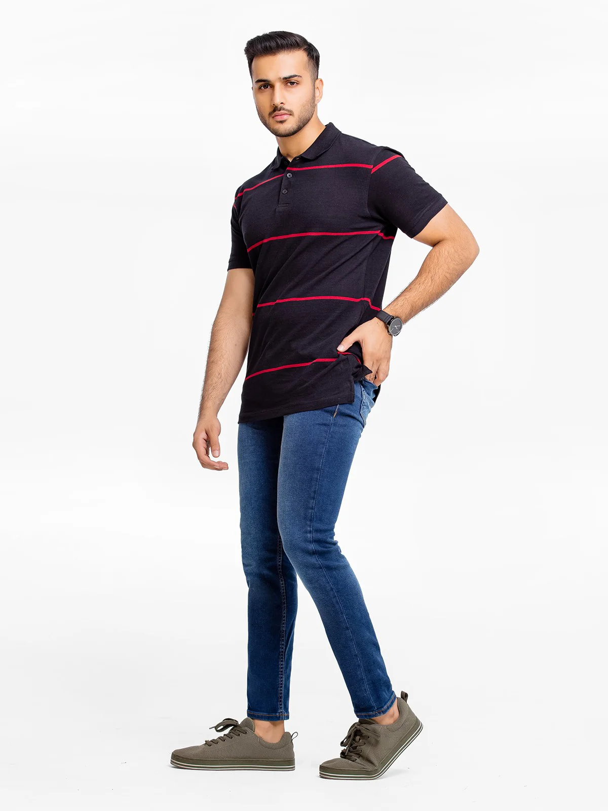 Men's Black Polo Shirt - EMTPS23-004 - Image 4