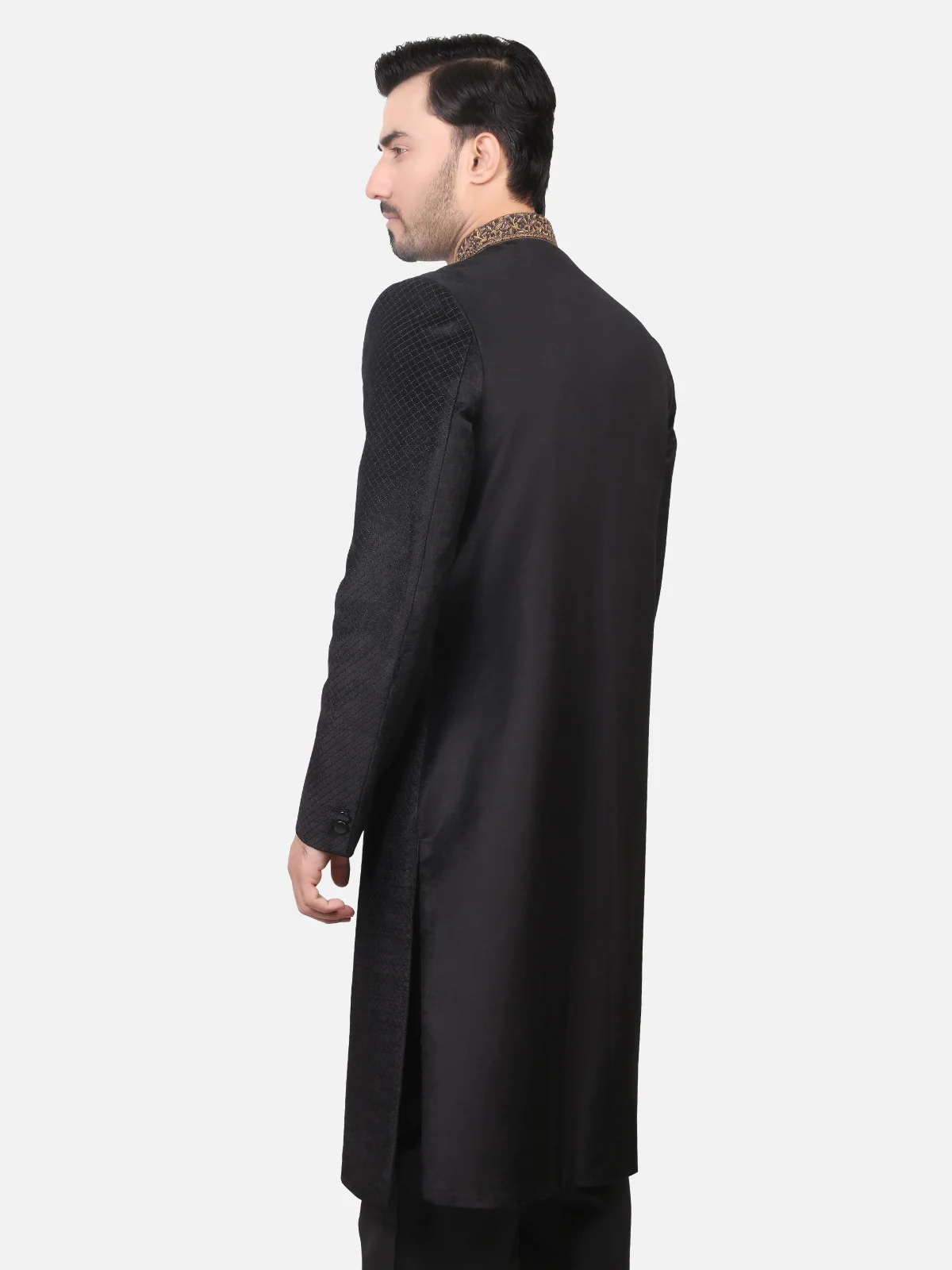 Men's Black Sherwani - EMTS17-7134 - Image 3