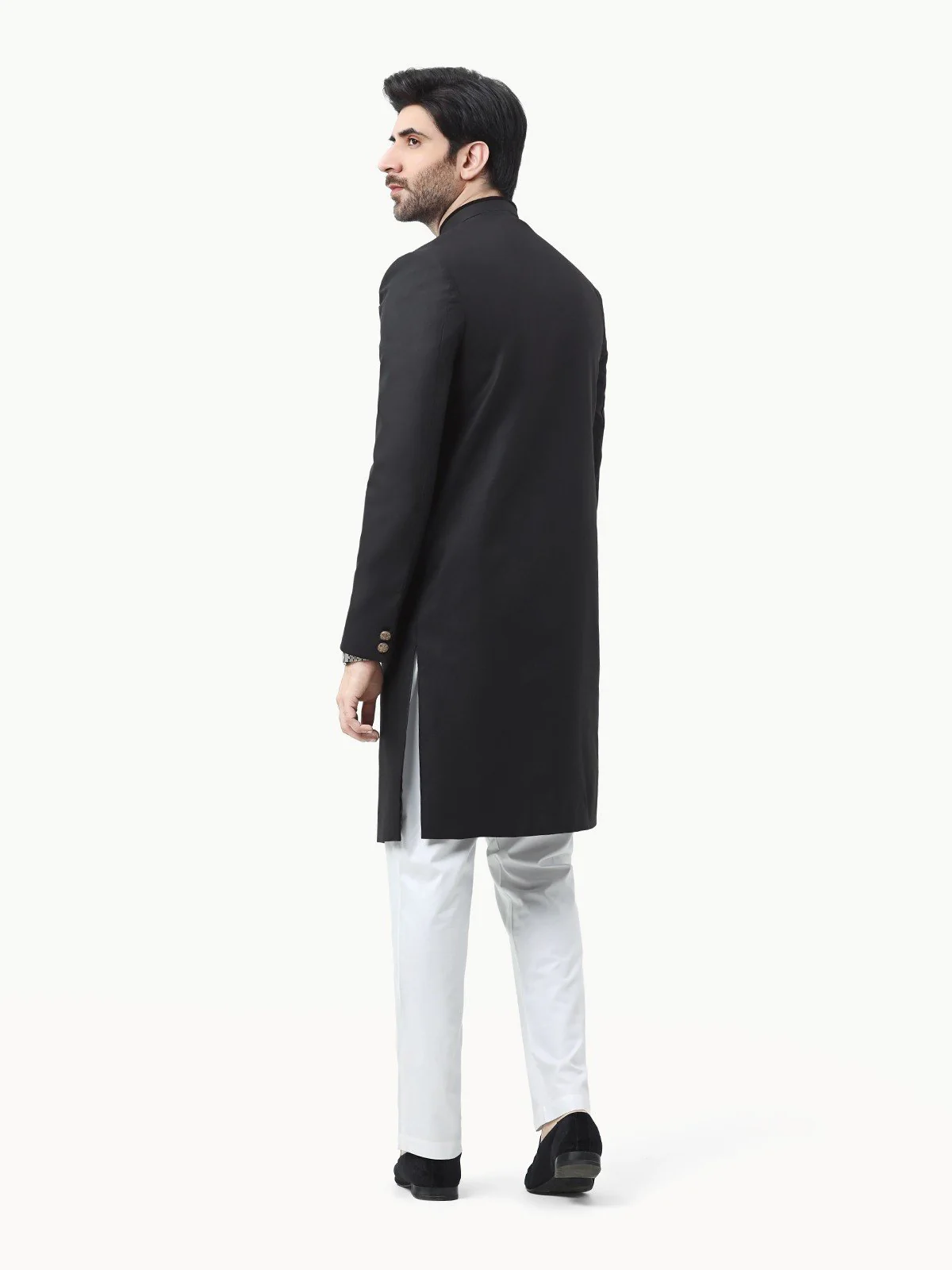 Men's Black Sherwani - EMTS22-7218 - Image 5