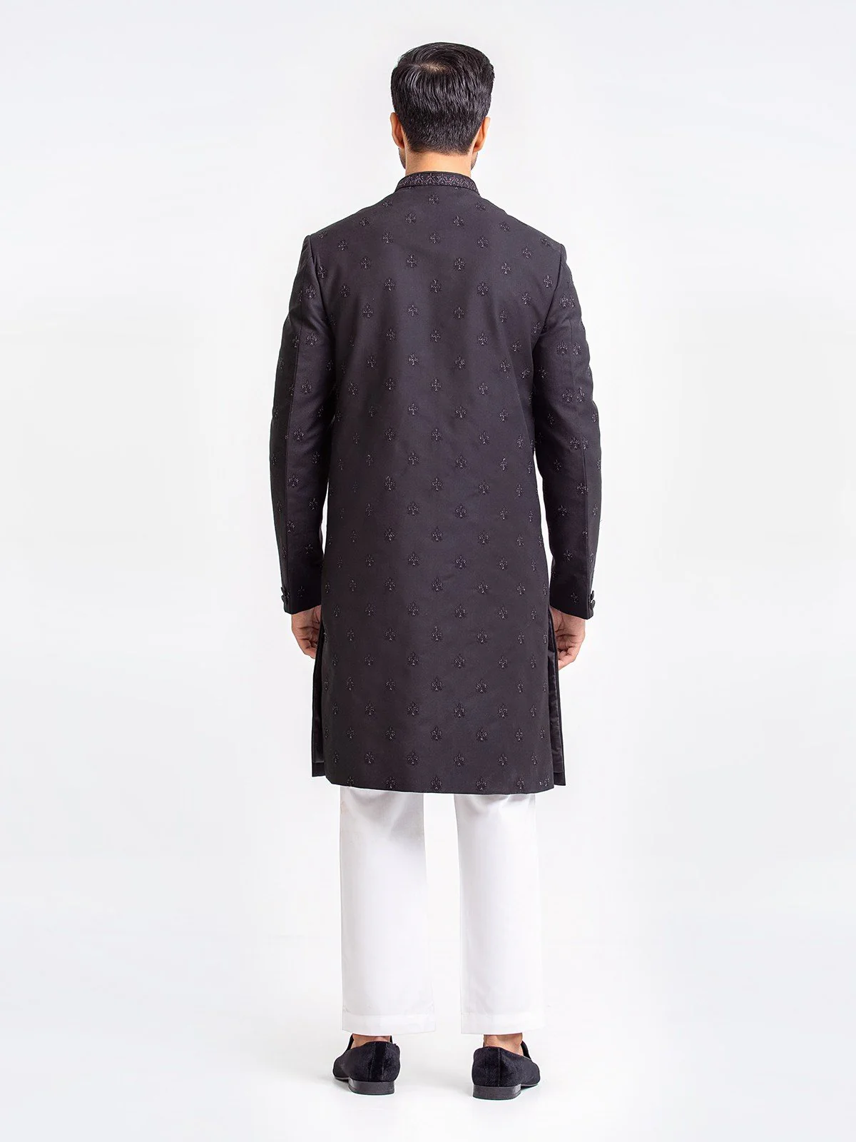 Men's Black Sherwani - EMTS22-7220 - Image 5