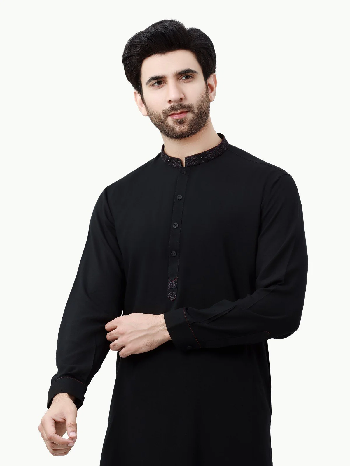 Men's Black Shalwar Kameez - EMTSW22-99264 - Image 2
