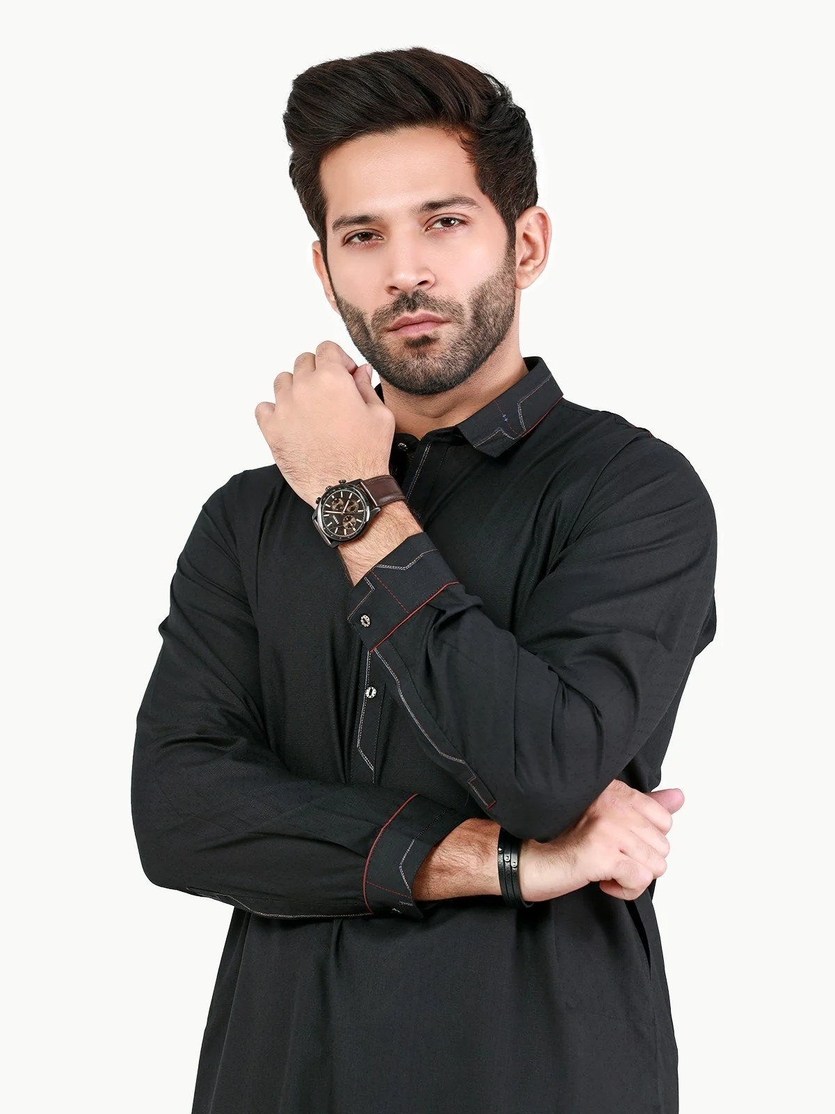 Men's Black Shalwar Kameez - EMTSW22S-99220 - Image 2