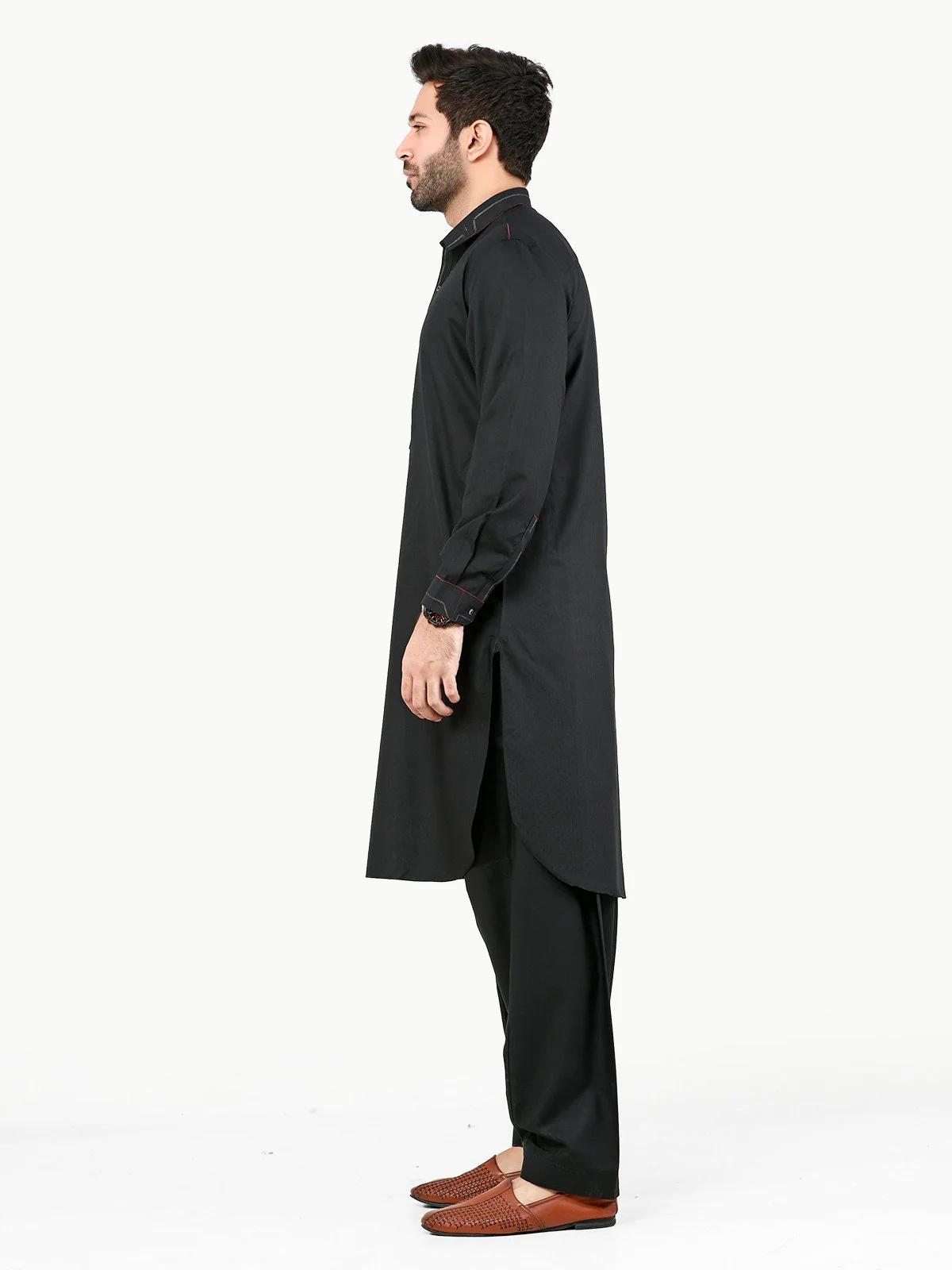 Men's Black Shalwar Kameez - EMTSW22S-99220 - Image 3