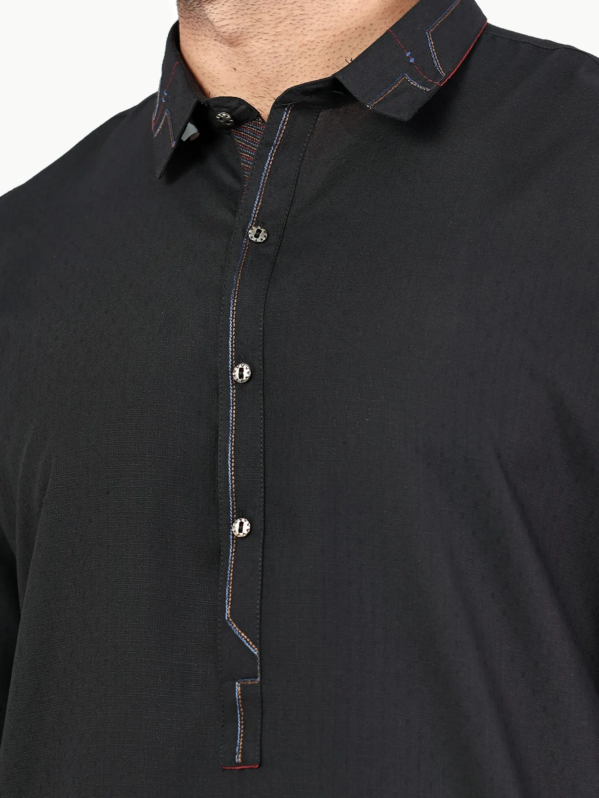 Men's Black Shalwar Kameez - EMTSW22S-99220 - Image 4