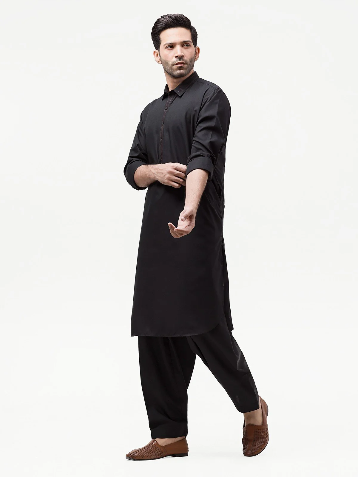 Men's Black Shalwar Kameez - EMTSW23-99349 - Image 3