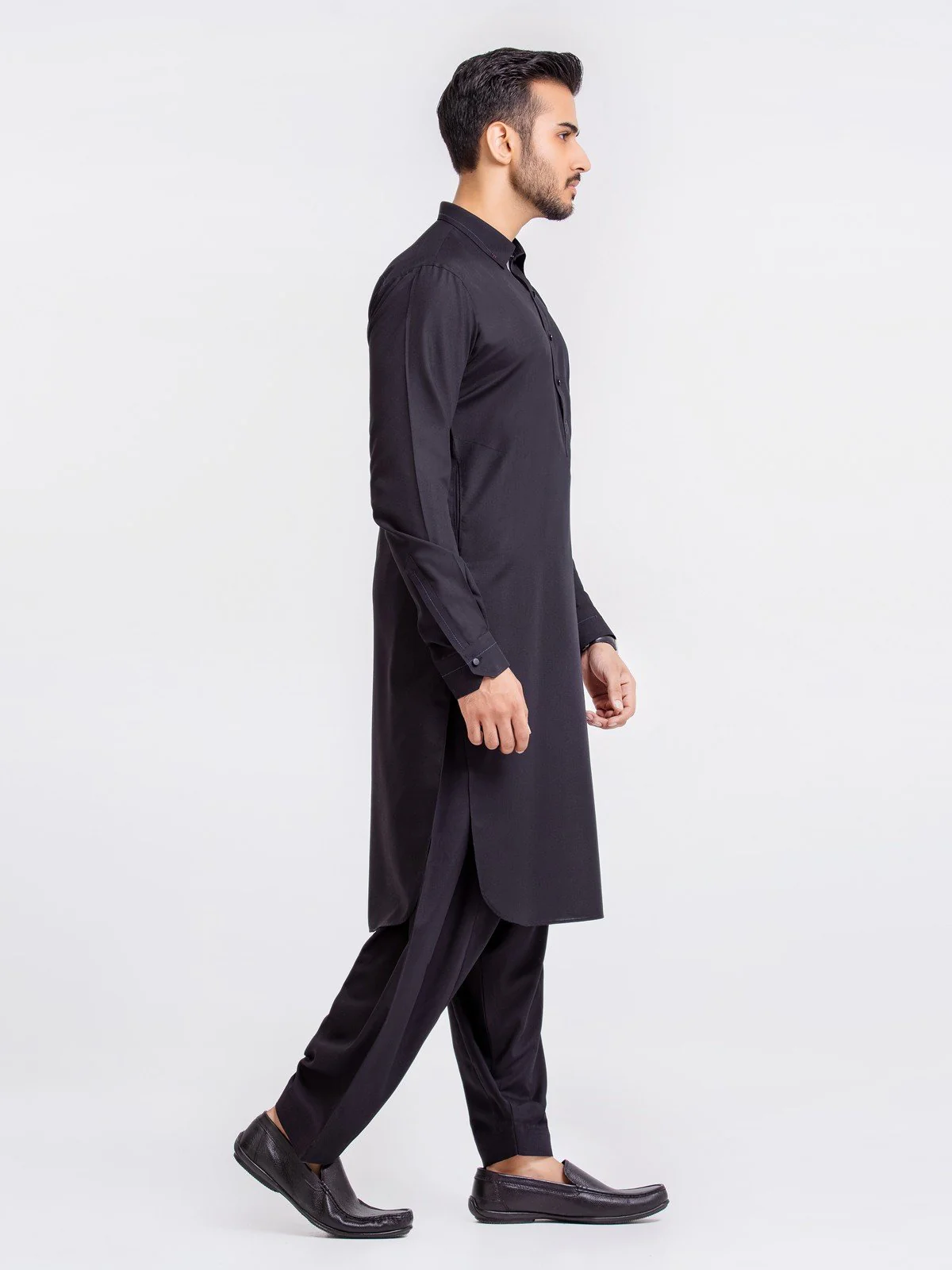 Men's Black Shalwar Kameez - EMTSWP23-99367 - Image 3