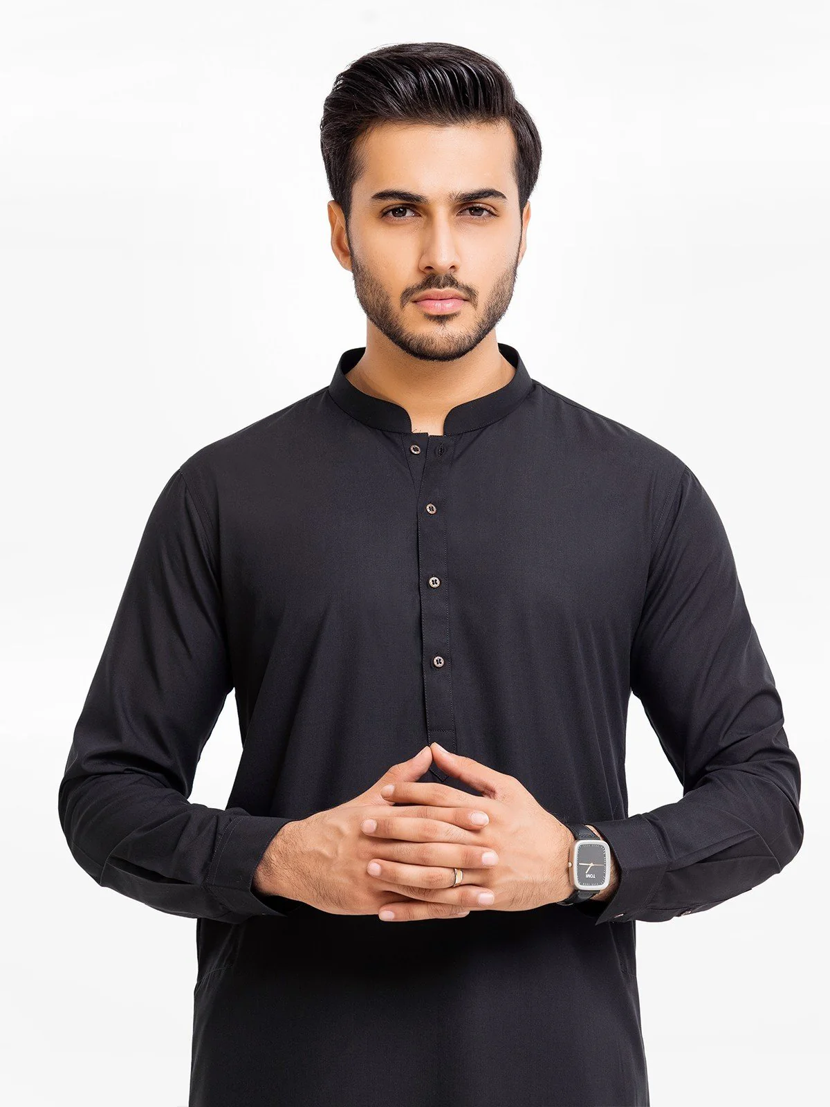 Men's Black Shalwar Kameez - EMTSWP23-99372 - Image 2