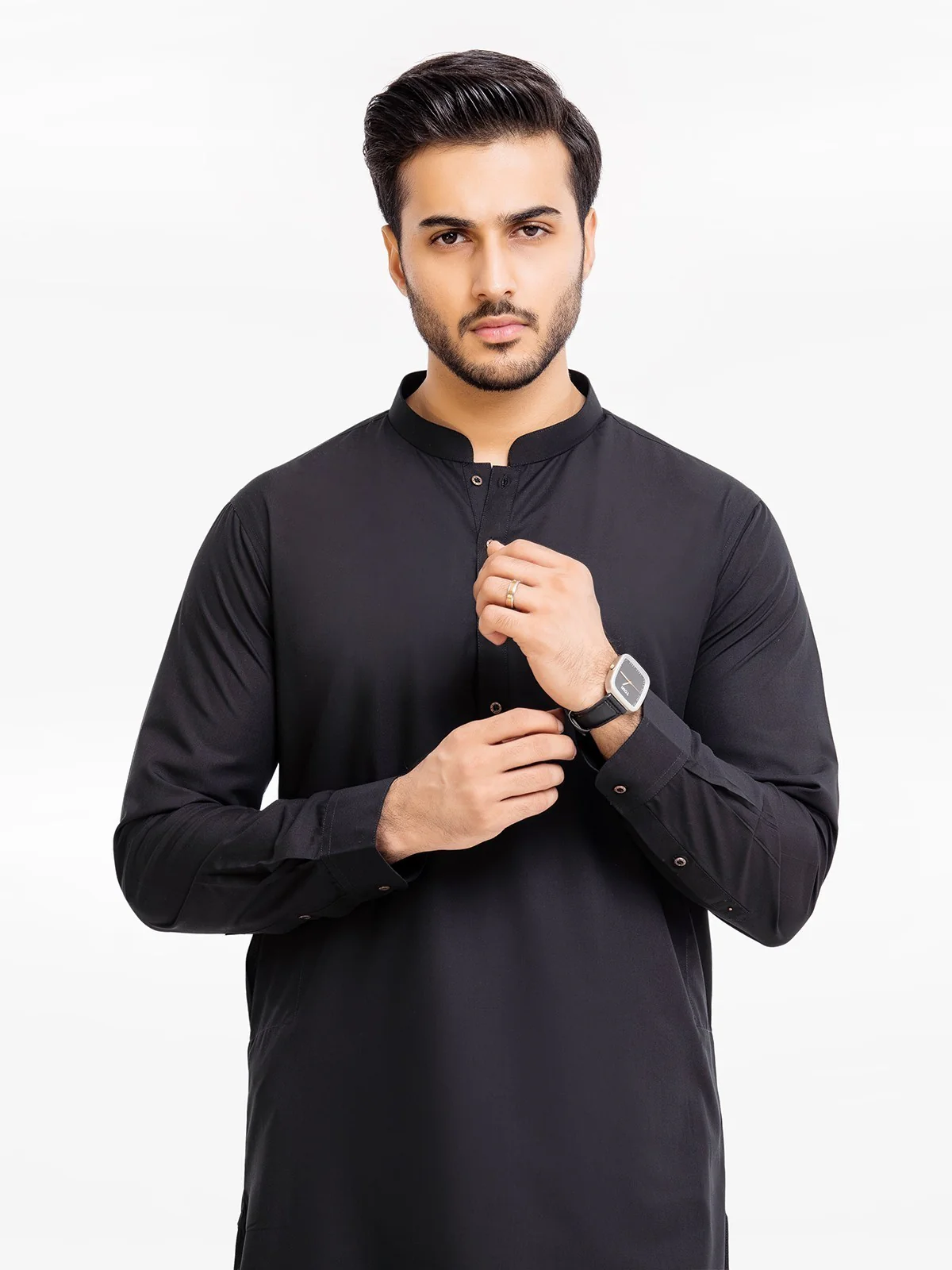 Men's Black Shalwar Kameez - EMTSWP23-99372 - Image 3