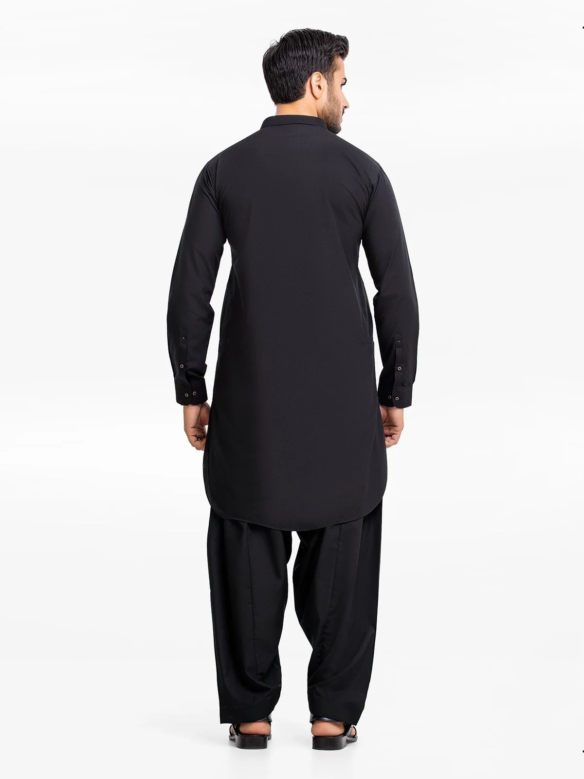 Men's Black Shalwar Kameez - EMTSWP23-99372 - Image 4