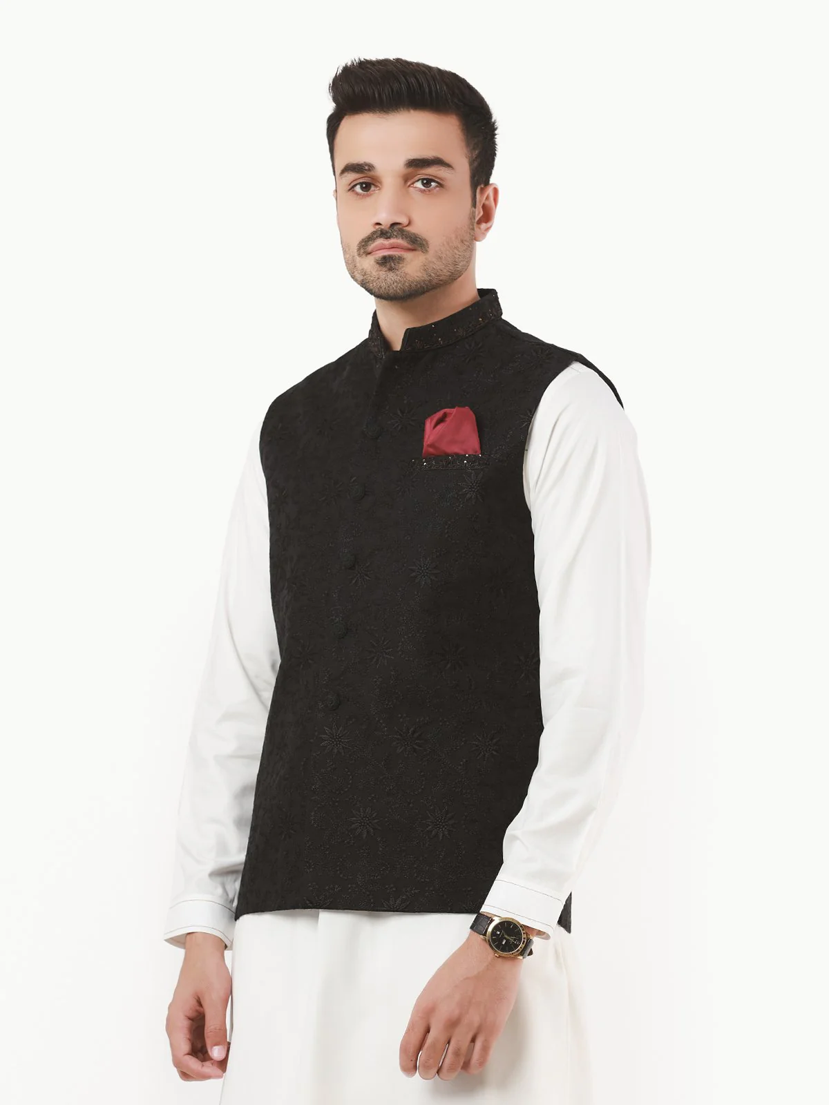 Men's Black Waist Coat Ceremonial - EMTWCC21-089 - Image 2