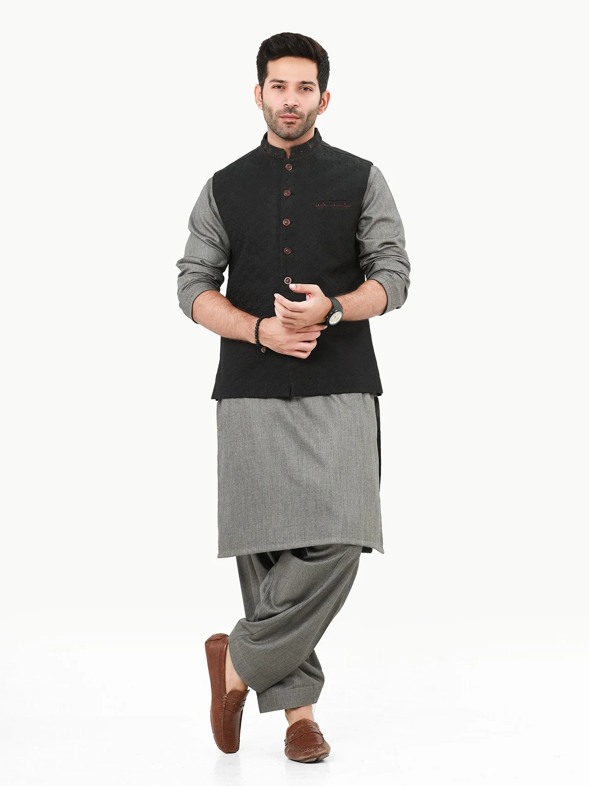 Men's Black Waist Coat Ceremonial - EMTWCC22-091