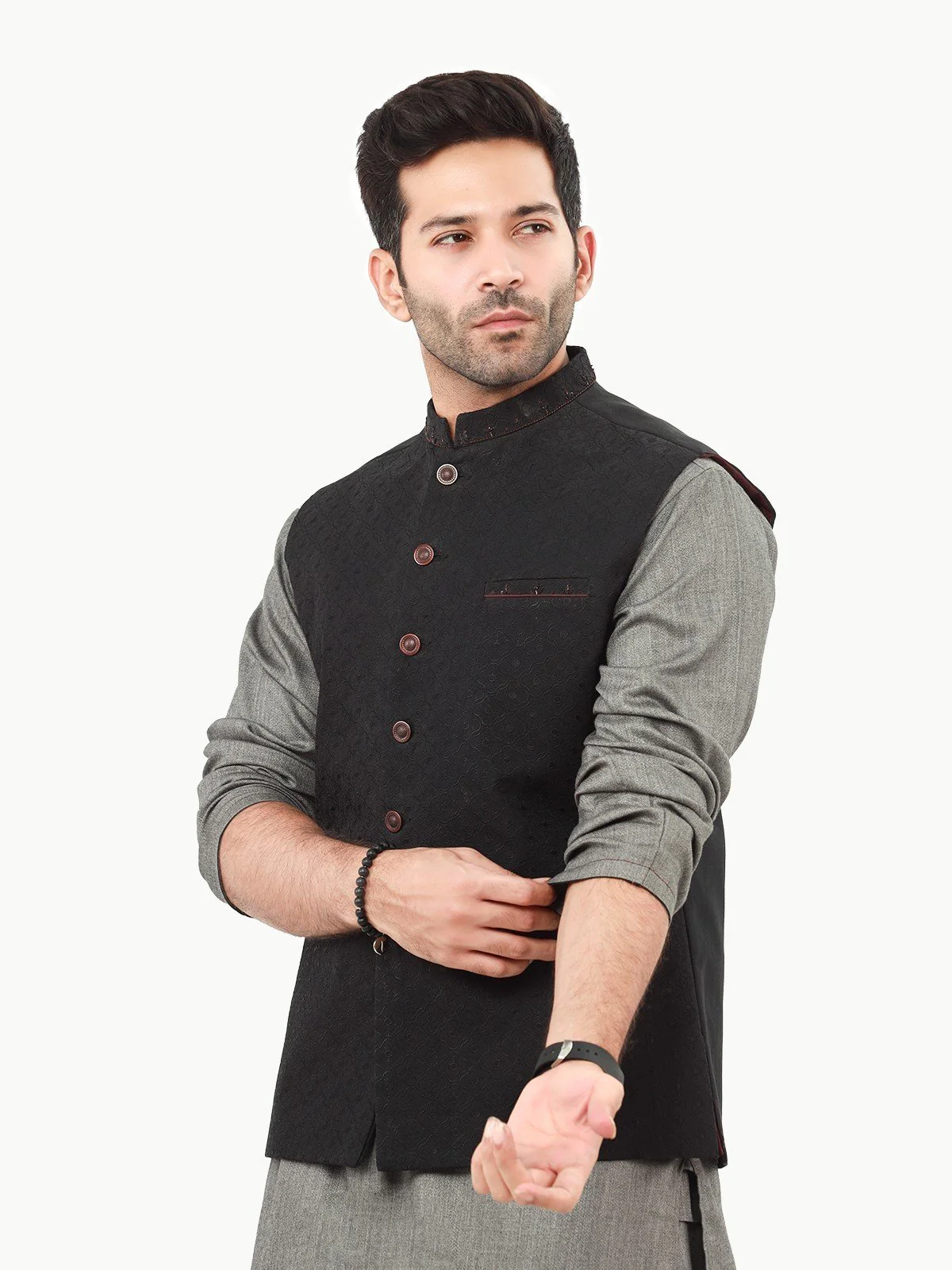 Men's Black Waist Coat Ceremonial - EMTWCC22-091 - Image 2