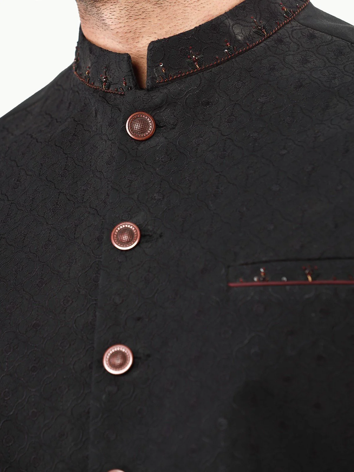 Men's Black Waist Coat Ceremonial - EMTWCC22-091 - Image 3