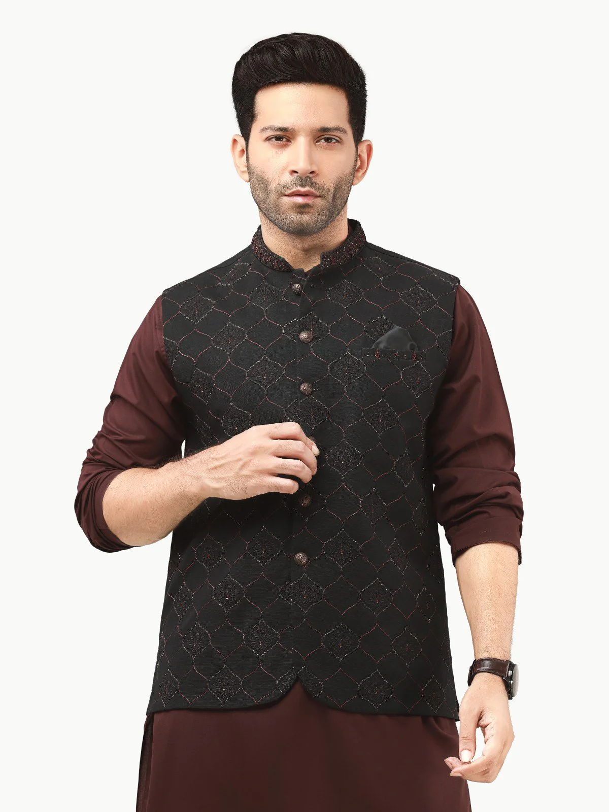 Men's Black Waist Coat Ceremonial - EMTWCC22-116 - Image 2