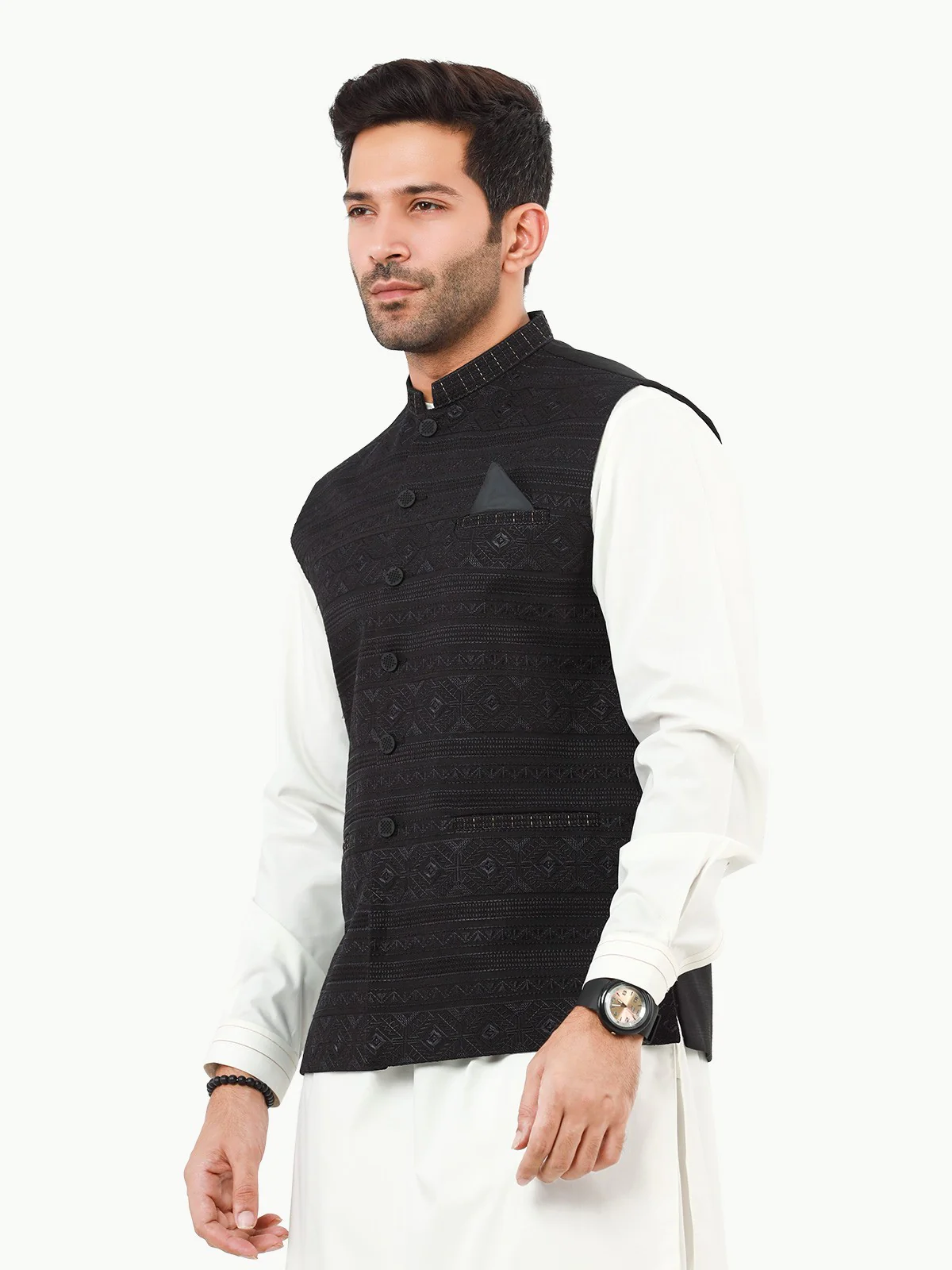 Men's Black Waist Coat Ceremonial - EMTWCC22-134 - Image 2
