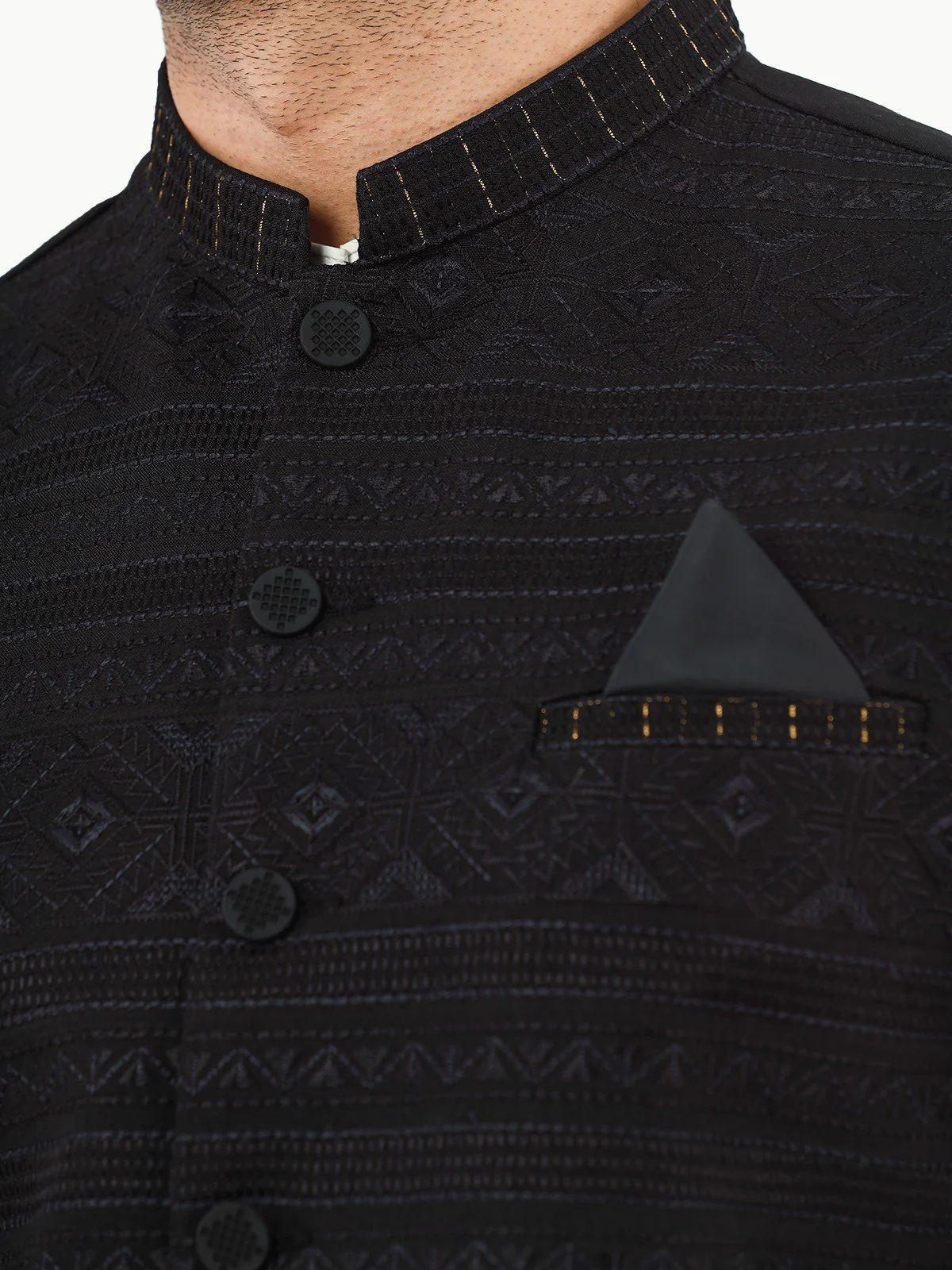 Men's Black Waist Coat Ceremonial - EMTWCC22-134 - Image 4