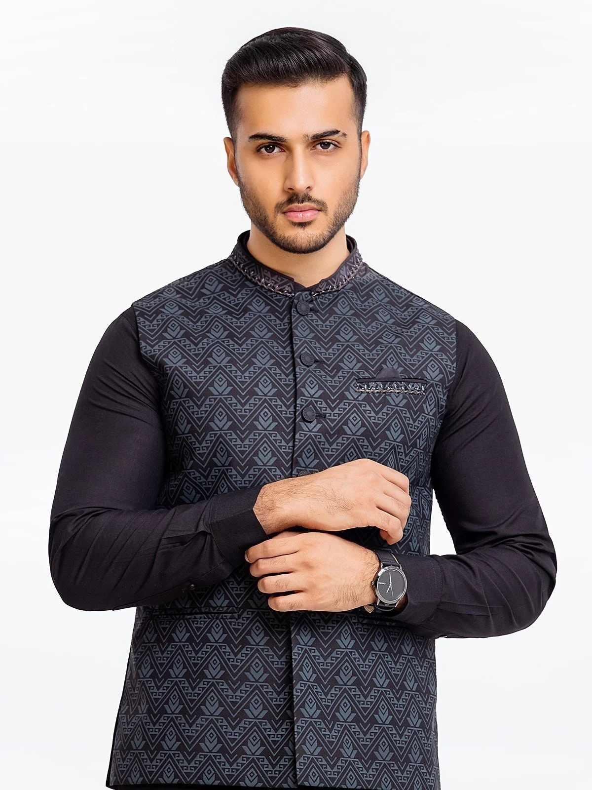 Men's Black Waist Coat Ceremonial - EMTWCC23-156 - Image 2