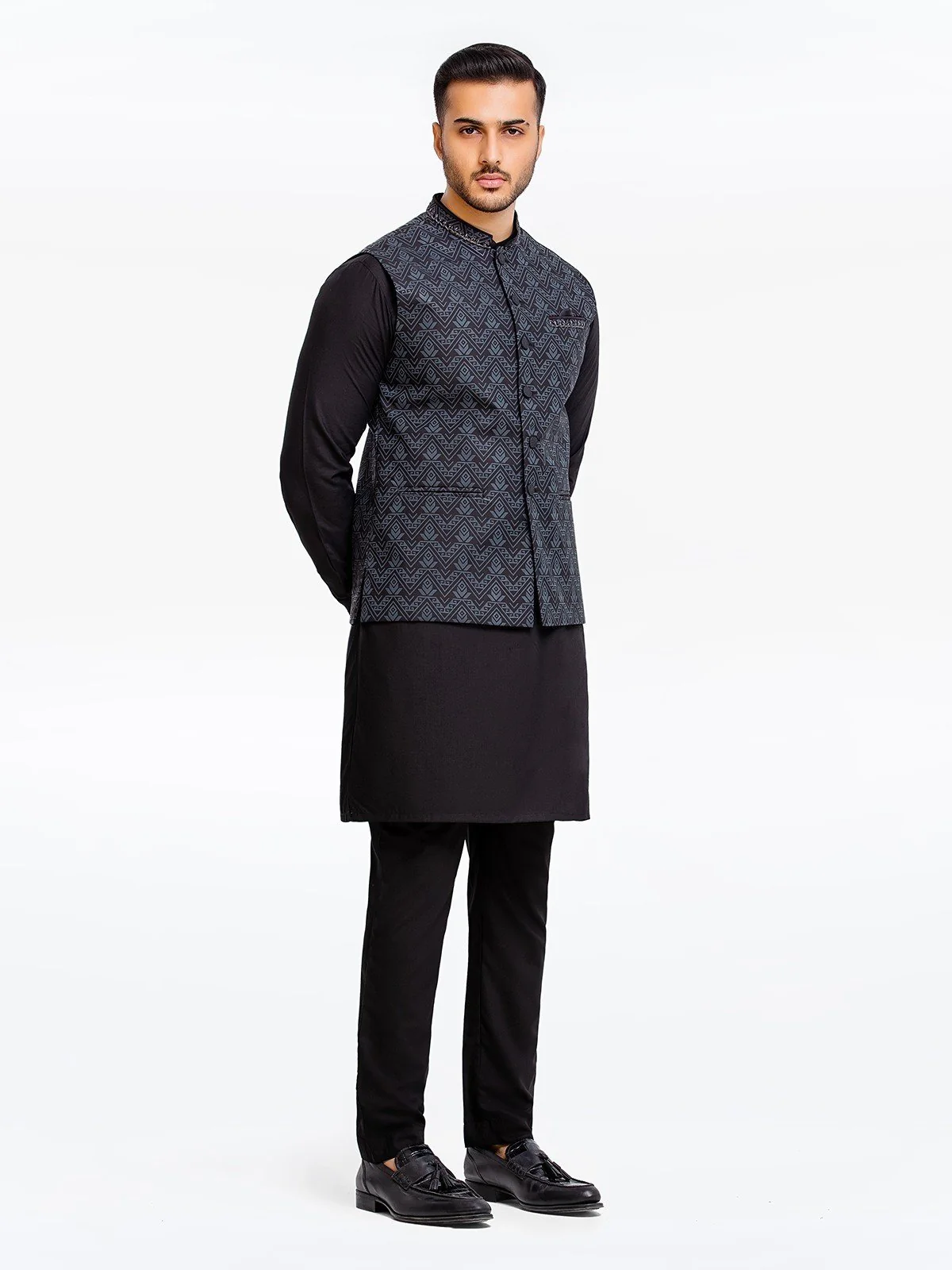 Men's Black Waist Coat Ceremonial - EMTWCC23-156 - Image 4