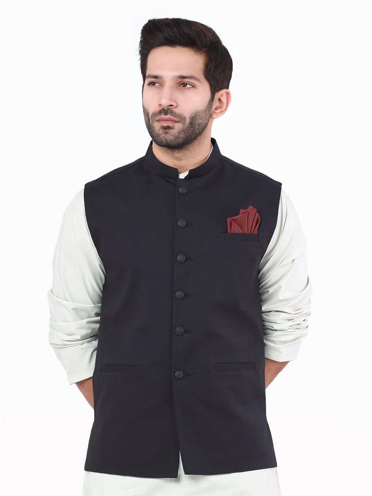Men's Black Waist Coat - EMTWC22-35814 - Image 2