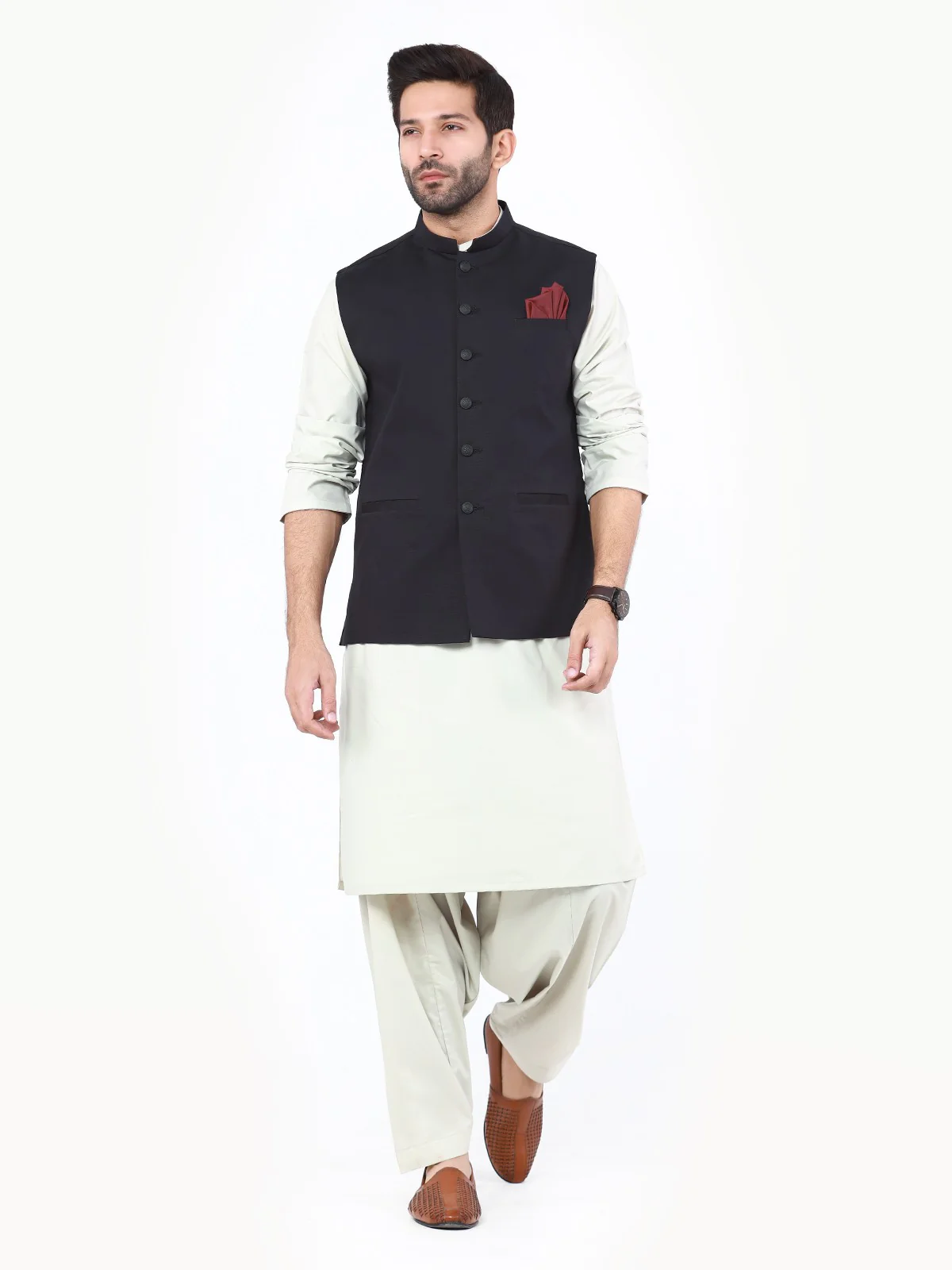 Men's Black Waist Coat - EMTWC22-35814 - Image 3