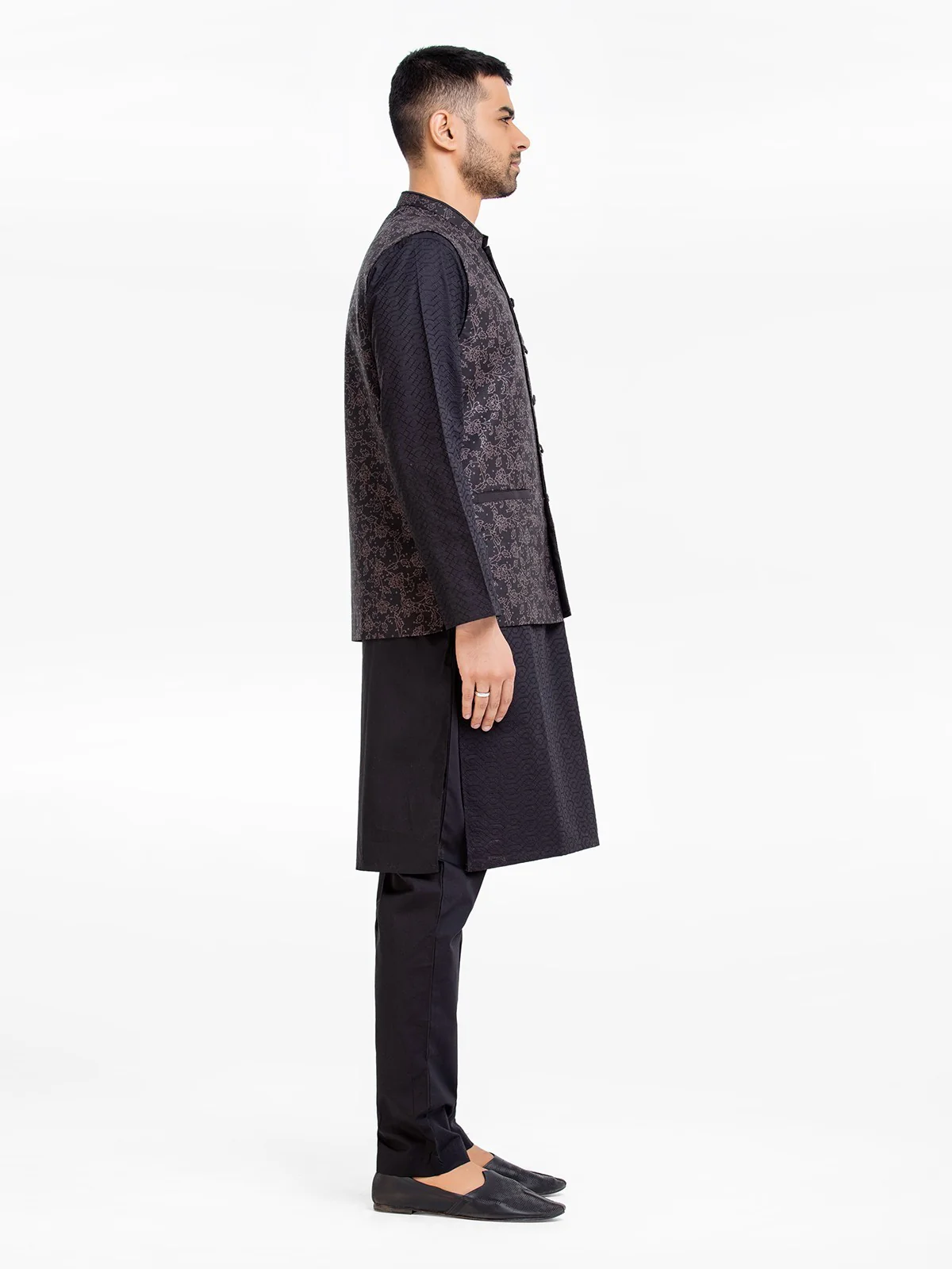 Men's Black Waist Coat - EMTWC23-35855 - Image 3