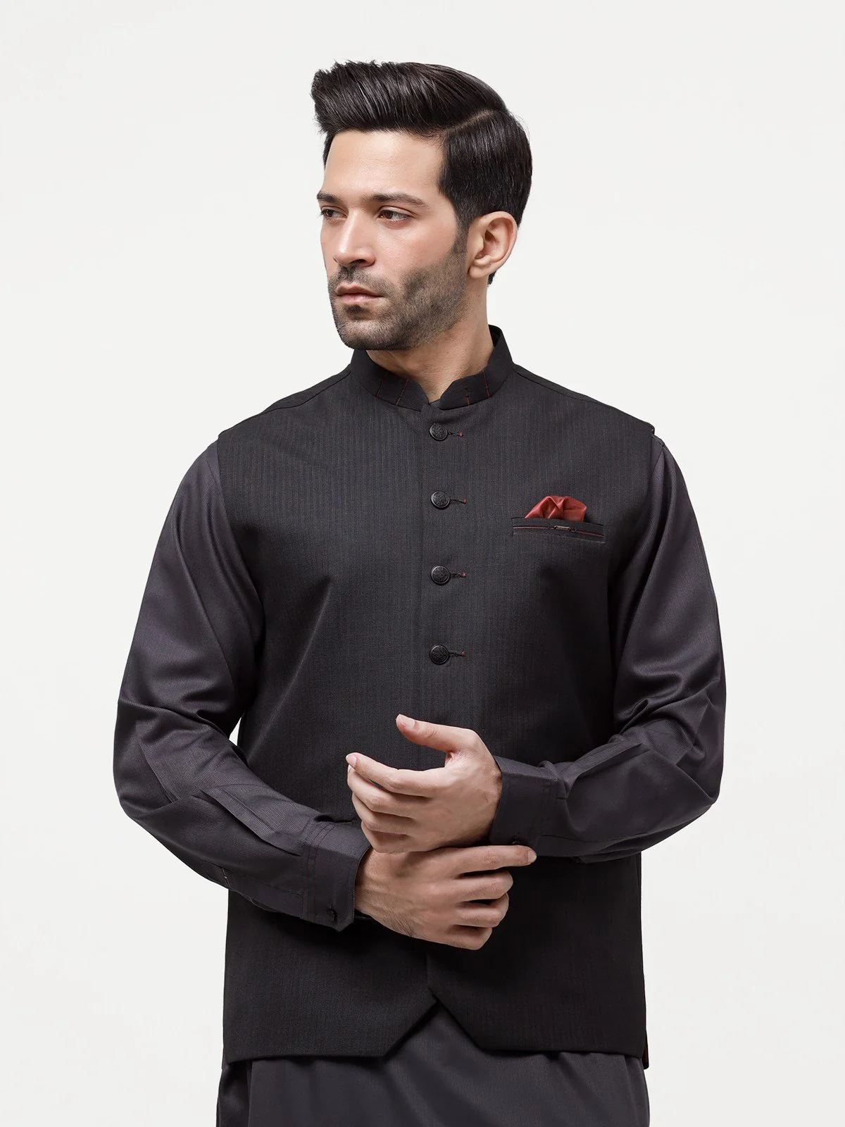 Men's Black Waist Coat - EMTWC23-35863 - Image 2