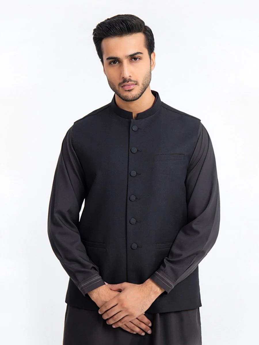 Men's Black Waist Coat - EMTWC23-35887 - Image 2