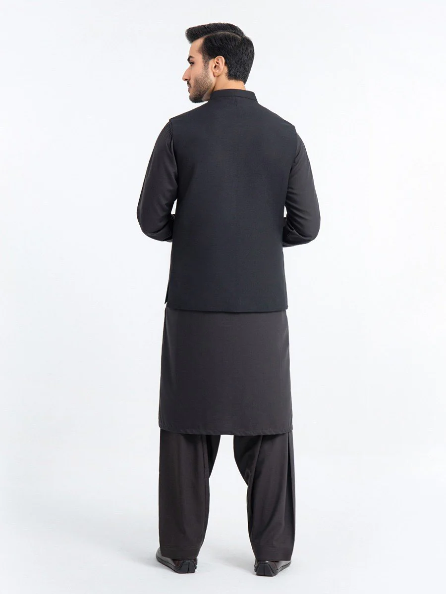Men's Black Waist Coat - EMTWC23-35887 - Image 4
