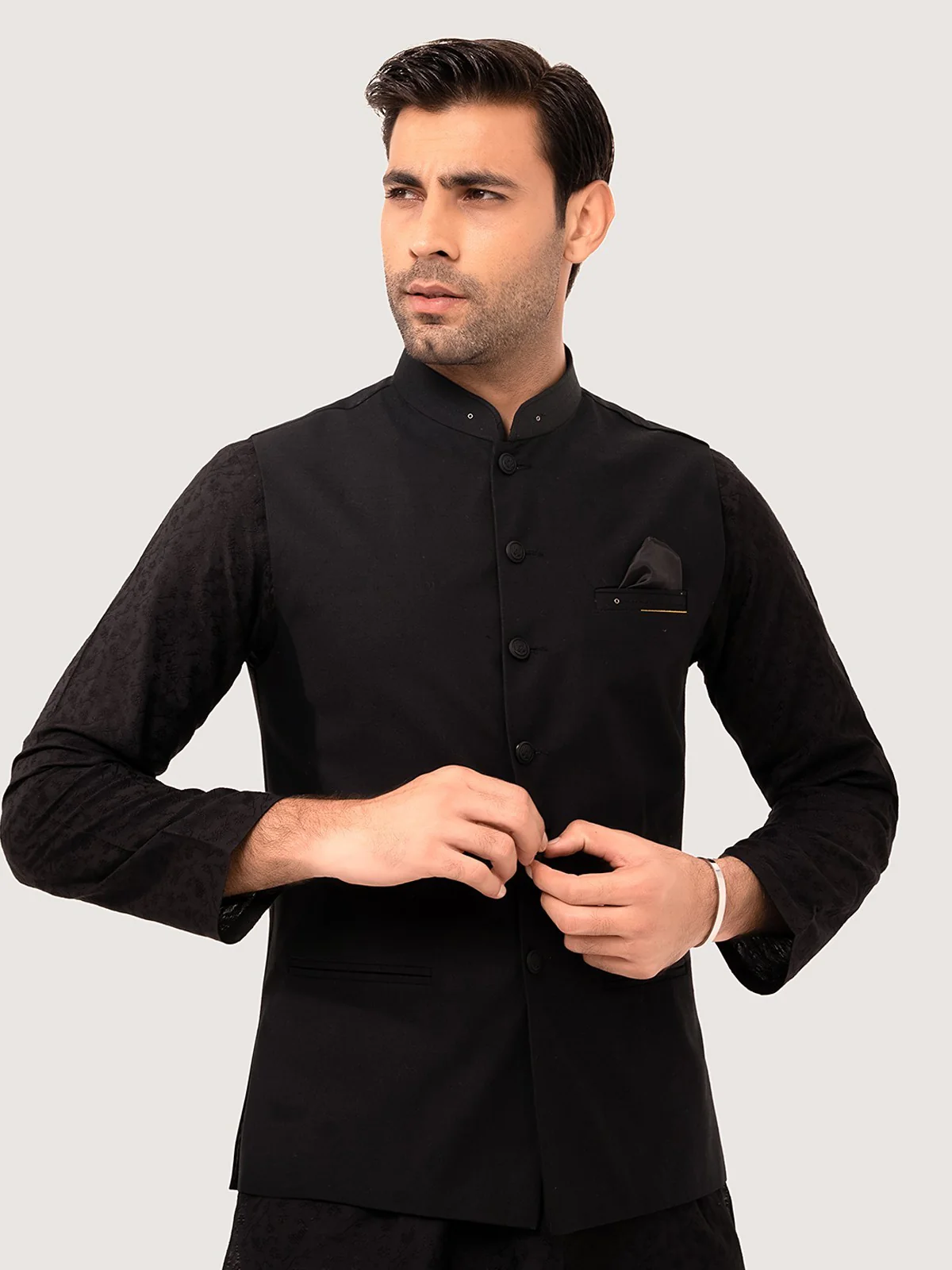 Men's Black Waist Coat - EMTWC23-35895 - Image 4