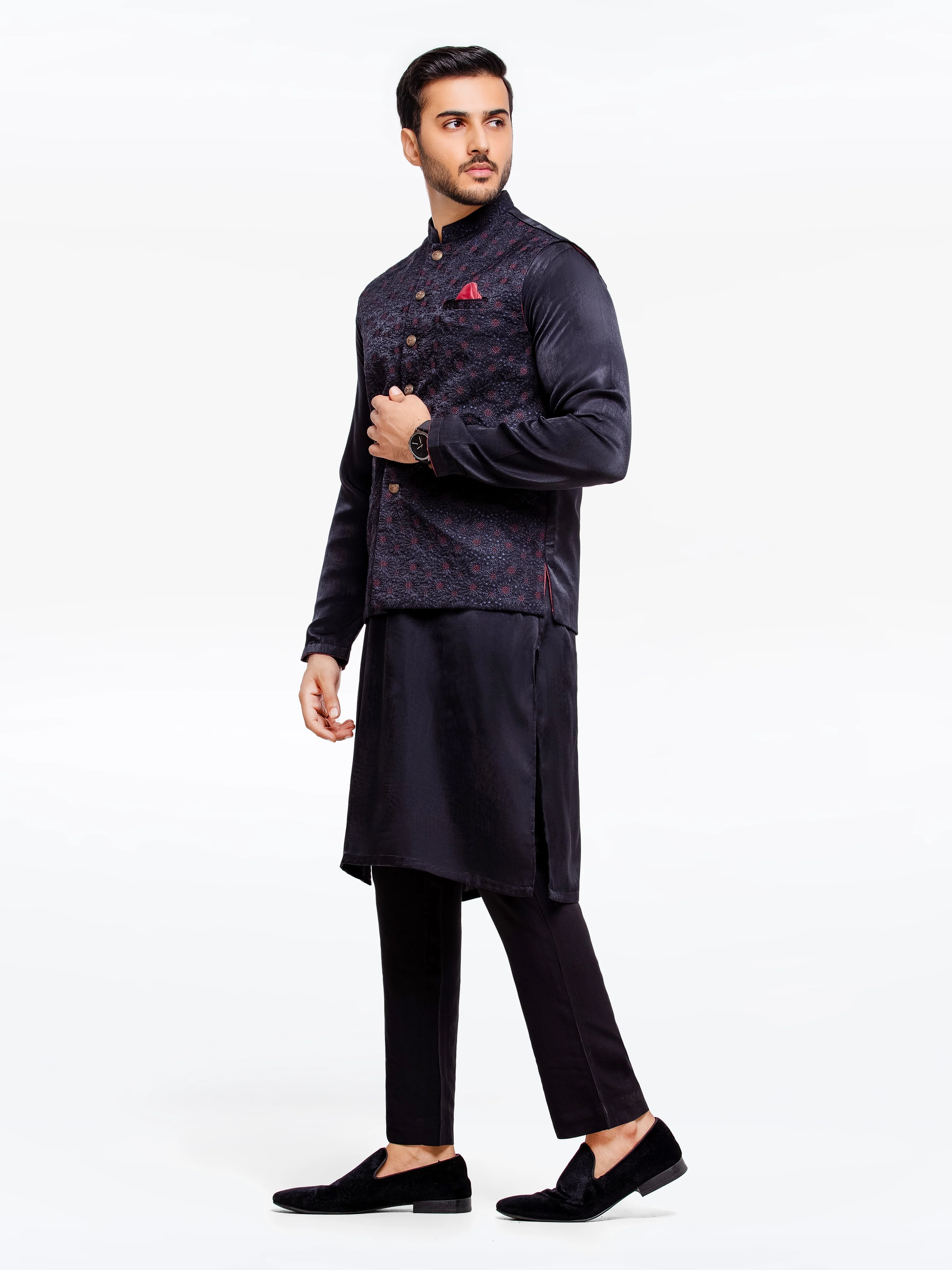 Men's Black Waist Coat Suit - EMTWCSC22-002 - Image 3