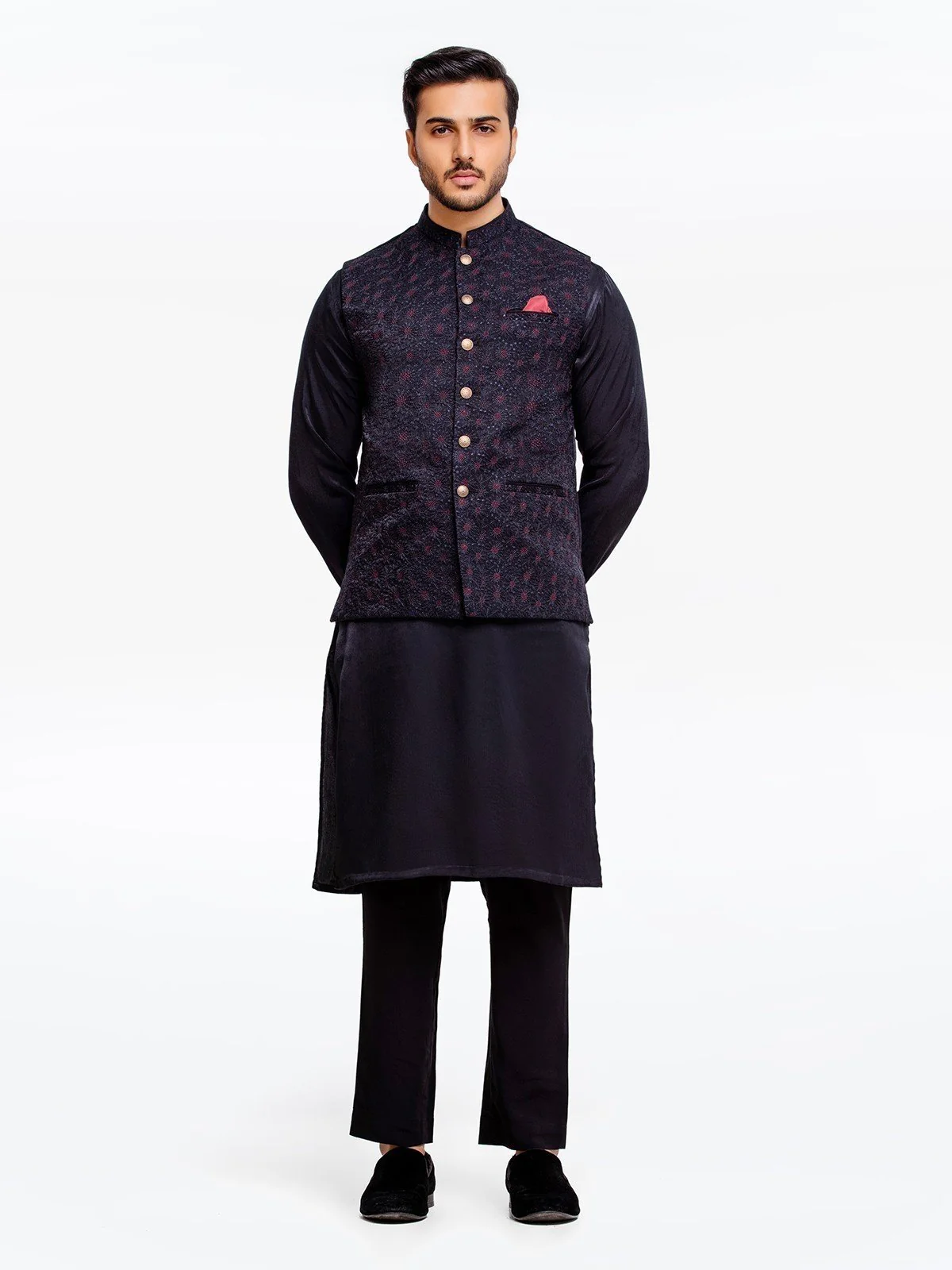 Men's Black Waist Coat Suit - EMTWCSC22-002 - Image 4