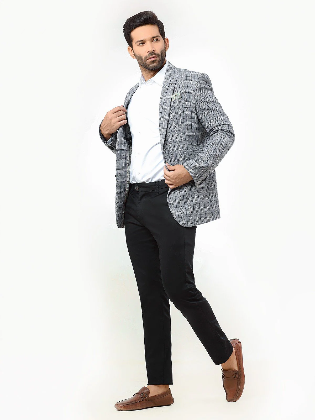 Men's Black & White Blazer - EMTB22W-6781 - Image 2