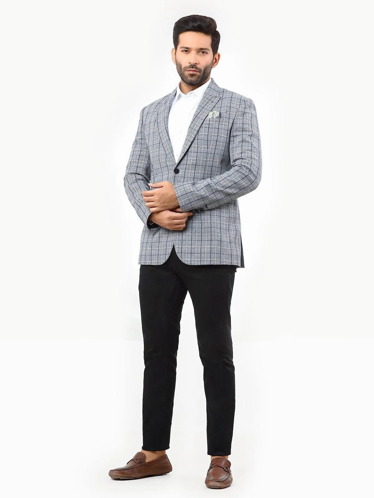 Men's Black & White Blazer - EMTB22W-6781 - Image 3