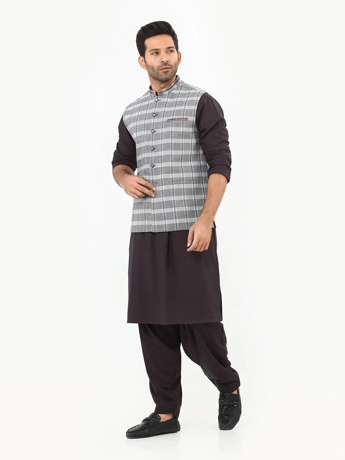 Men's Black & White Waist Coat - EMTWC22-35803 - Image 2