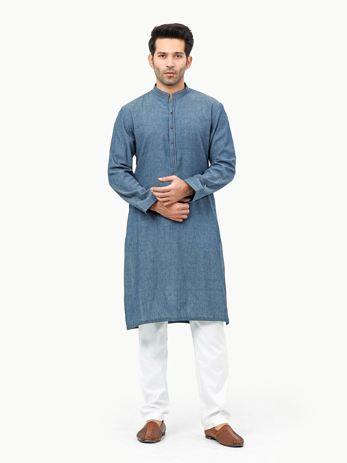 Men's Blue Kurta - EMTK22-99270 - Image 3