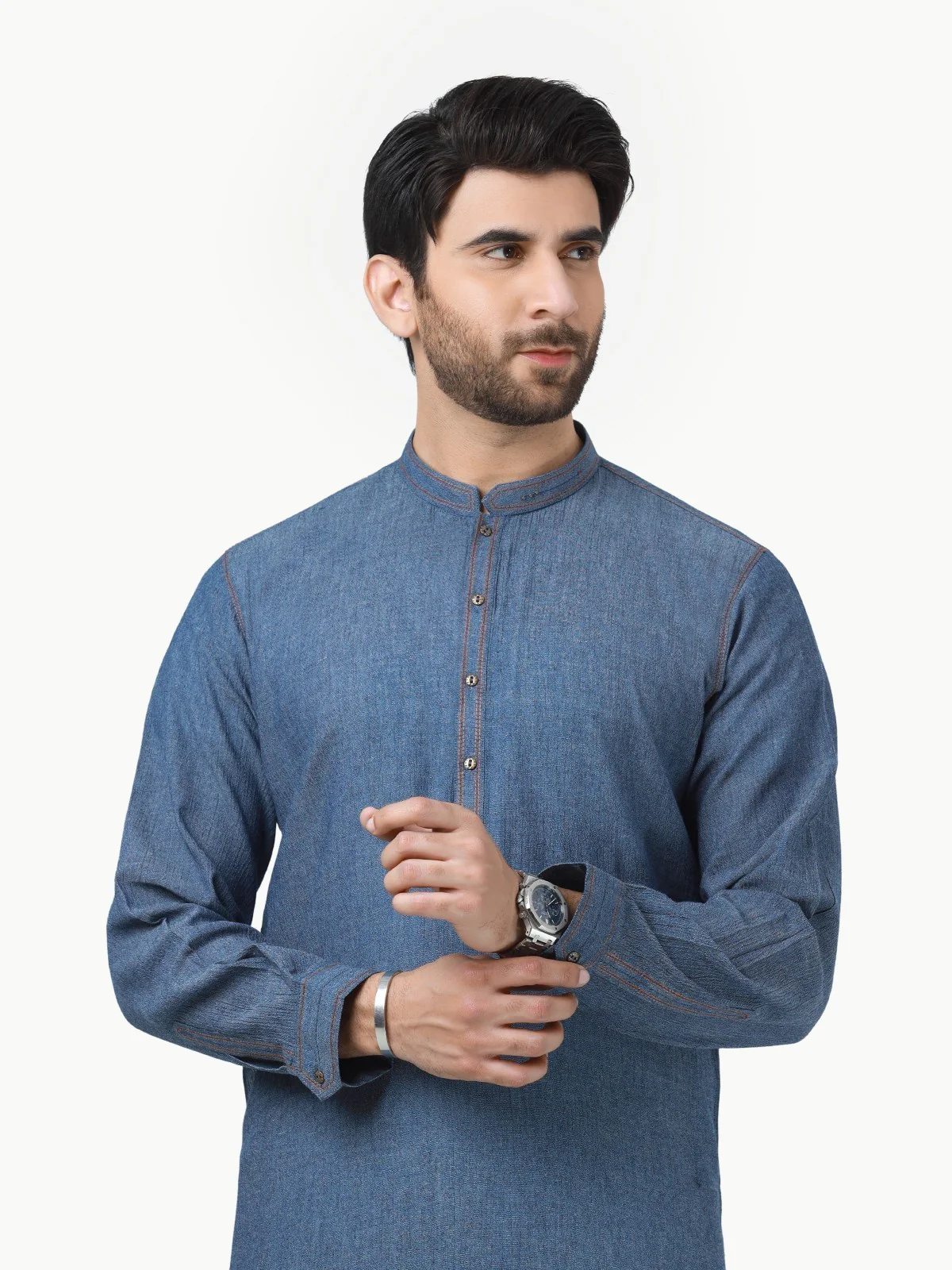 Men's Blue Kurta - EMTK22-99284 - Image 2