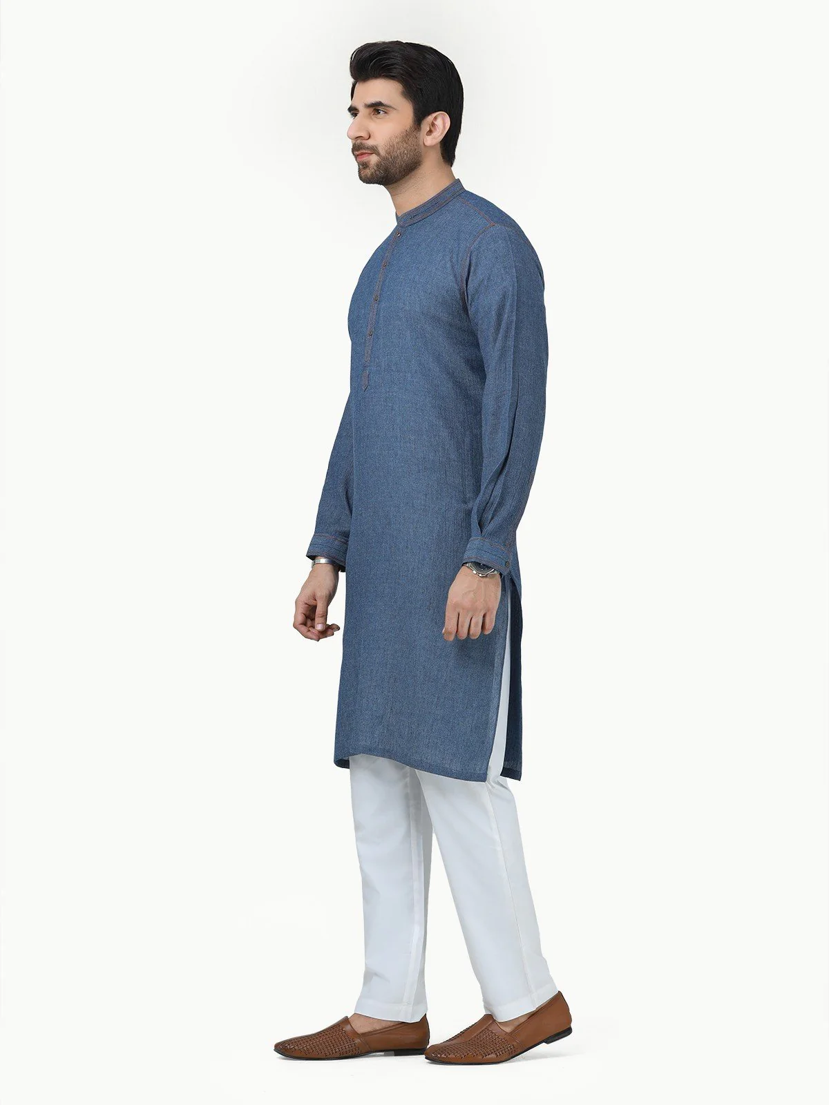 Men's Blue Kurta - EMTK22-99284 - Image 3