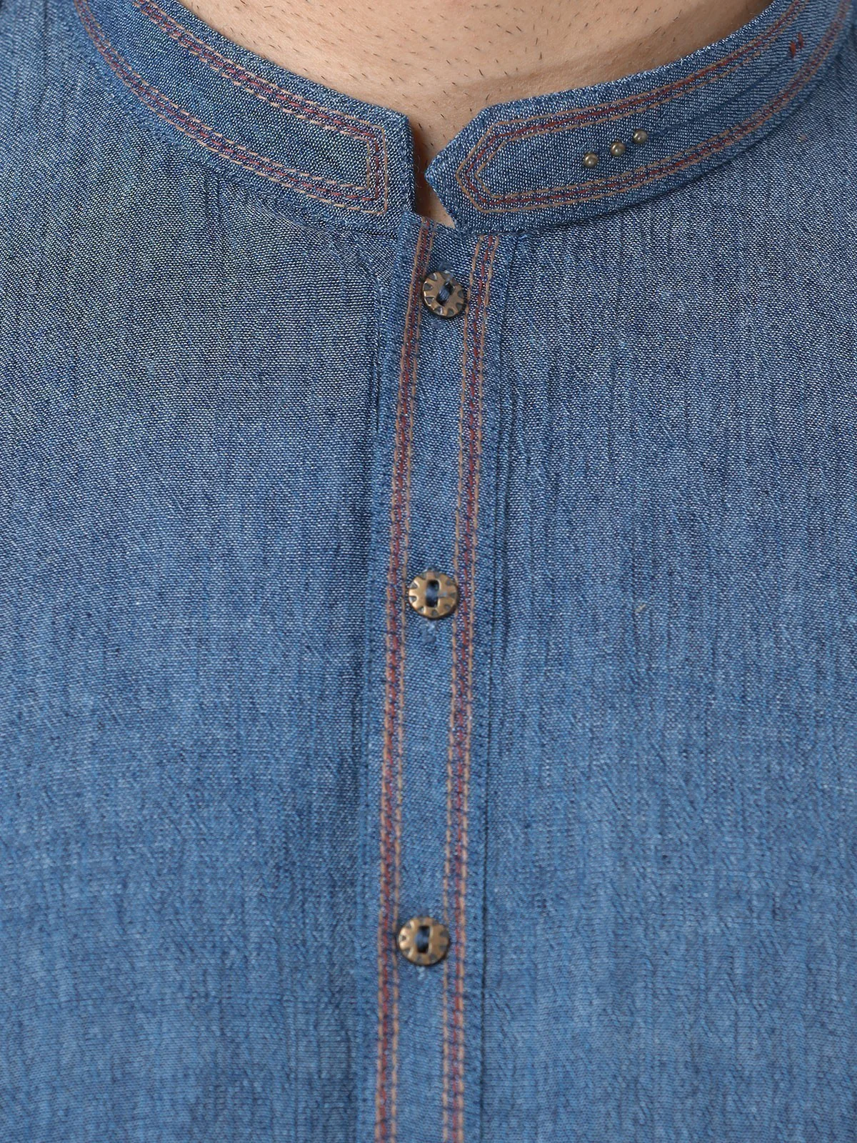 Men's Blue Kurta - EMTK22-99284 - Image 4