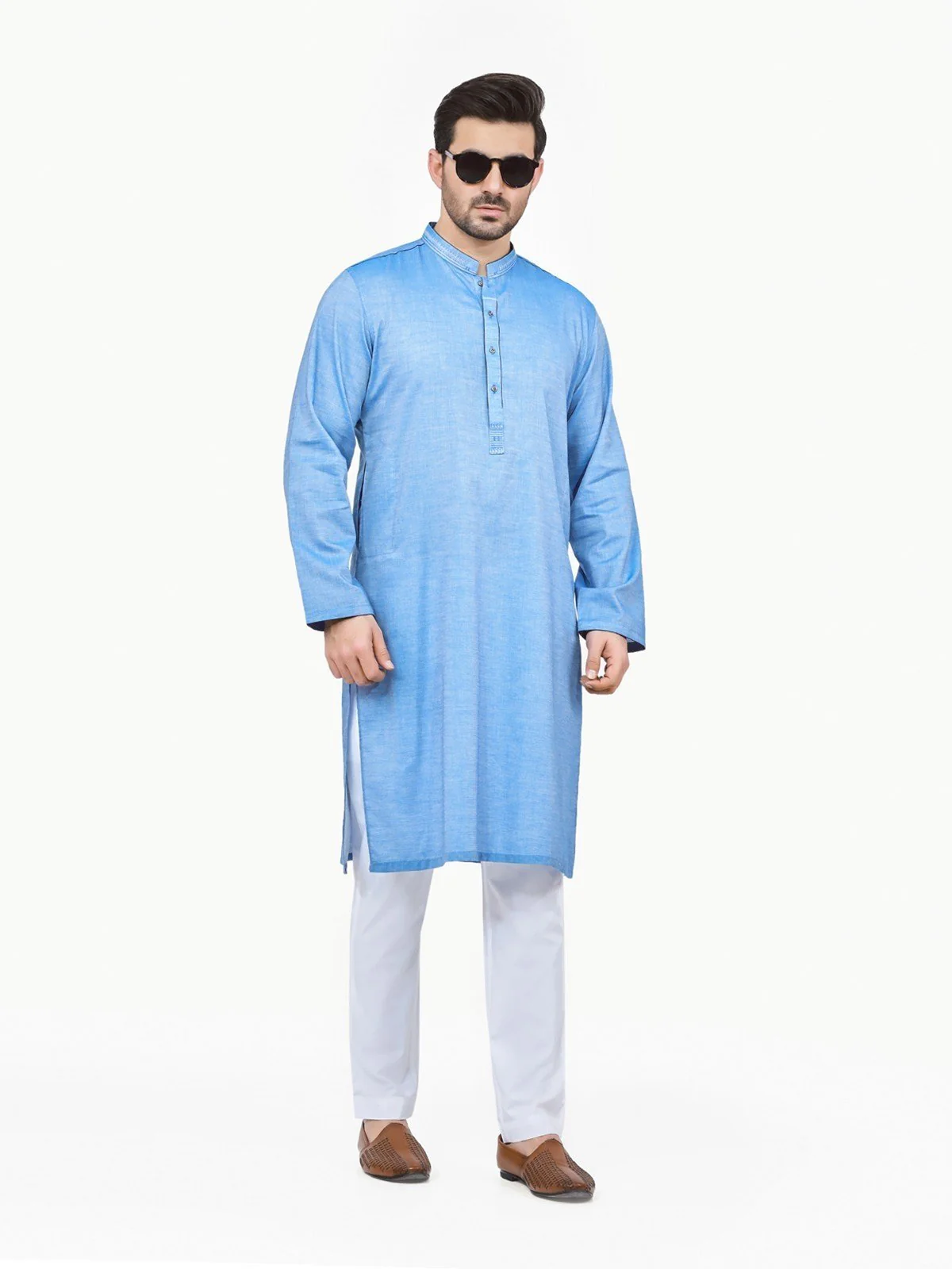 Men's Blue Kurta - EMTK22S-99136 - Image 2