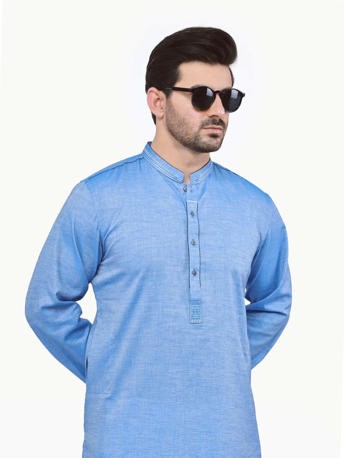 Men's Blue Kurta - EMTK22S-99136 - Image 3
