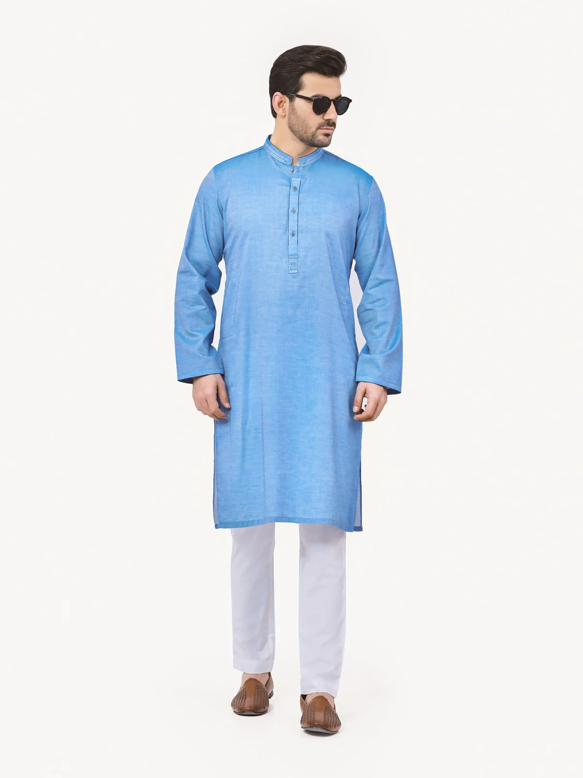 Men's Blue Kurta - EMTK22S-99136 - Image 4