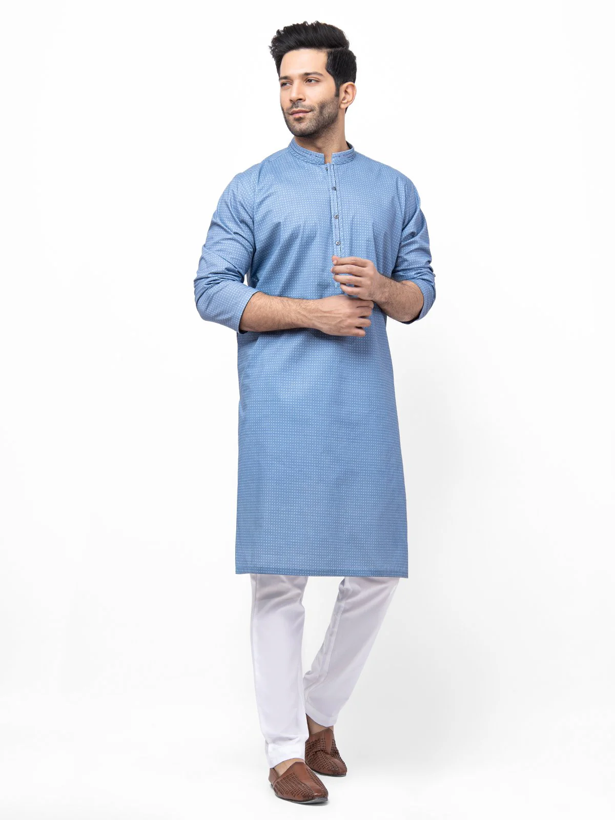 Men's Blue Kurta - EMTK22S-99161 - Image 3