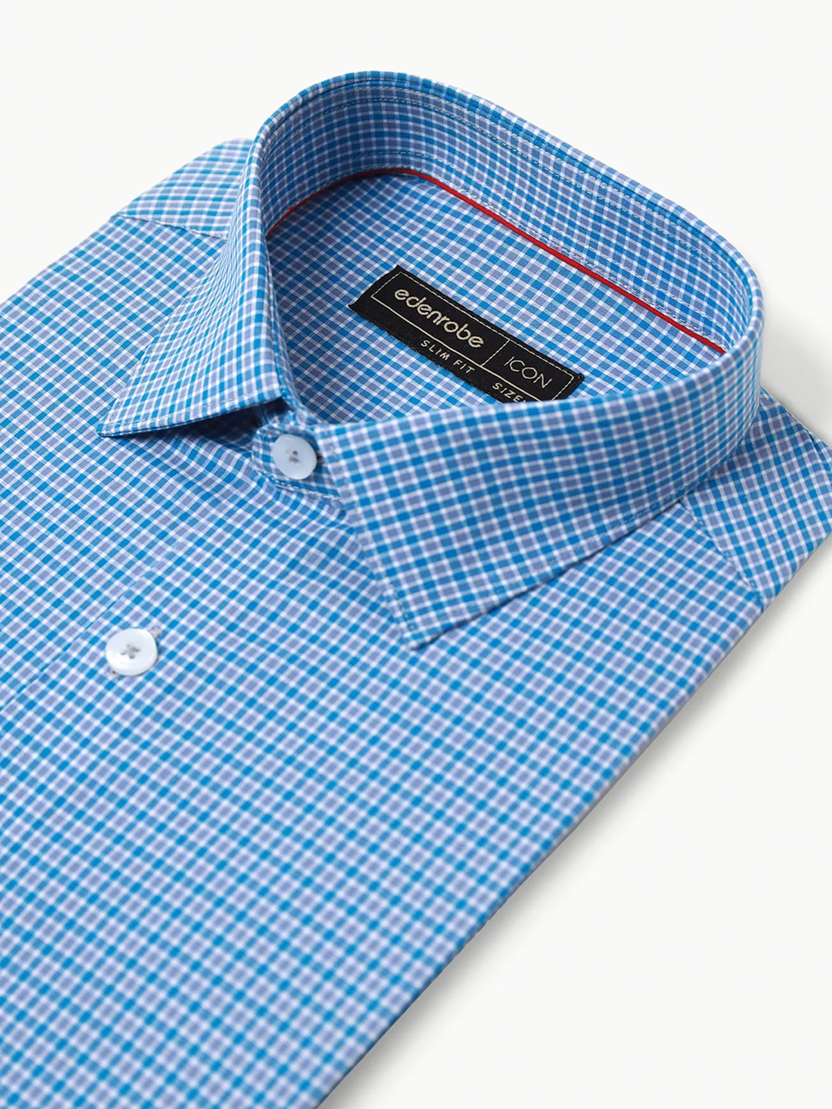 Men's Blue Checkered Shirt - EMTSI22-50254 - Image 2