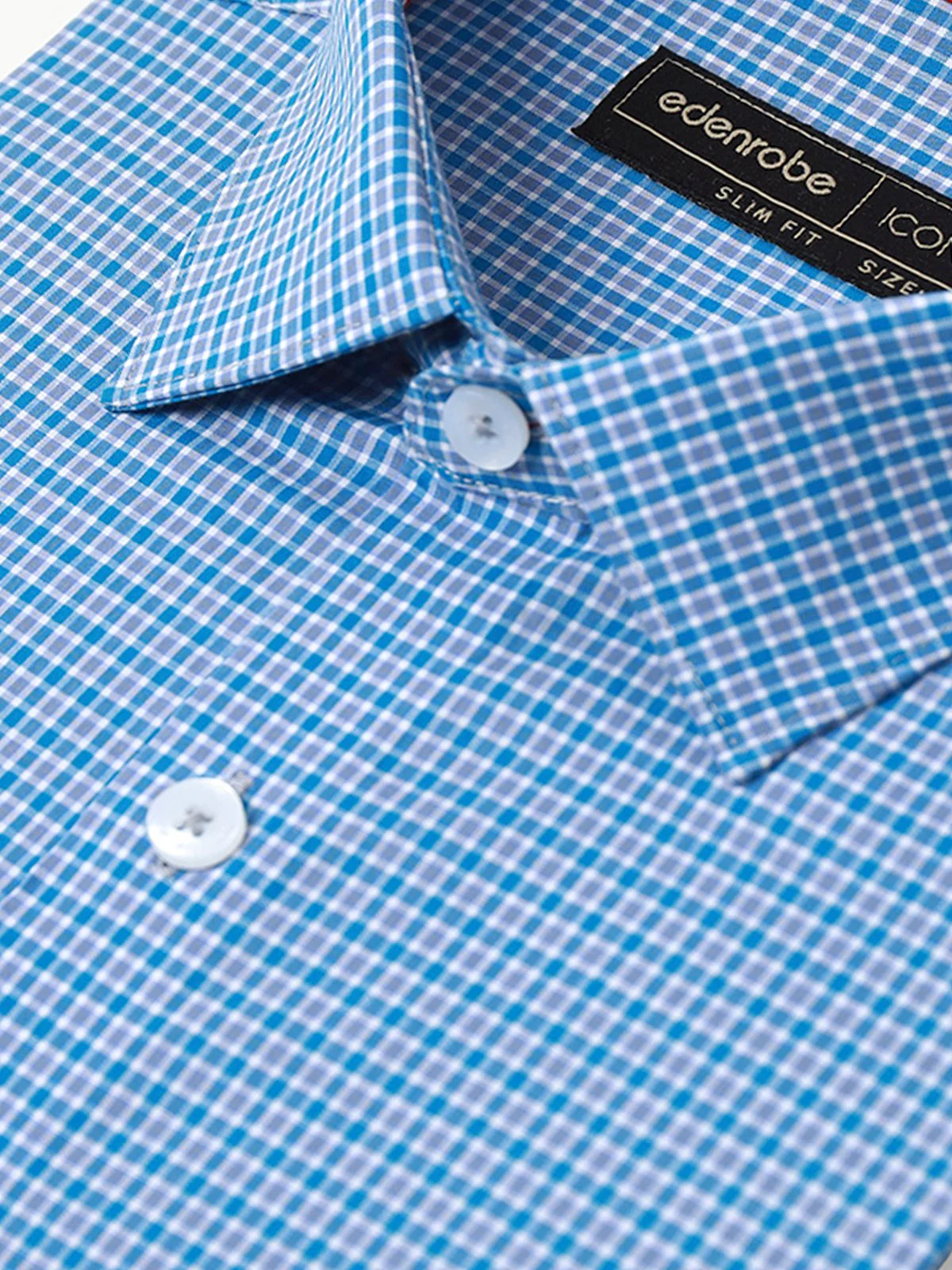 Men's Blue Checkered Shirt - EMTSI22-50254 - Image 3