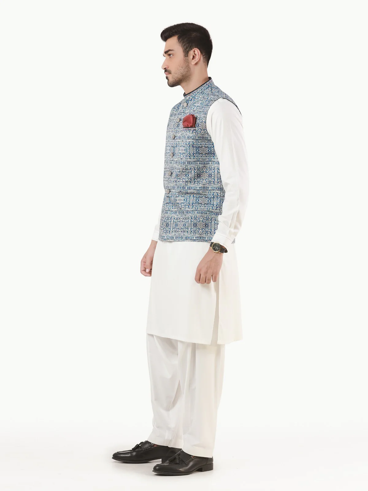 Men's Blue Waist Coat - EMTWC22-35785 - Image 3