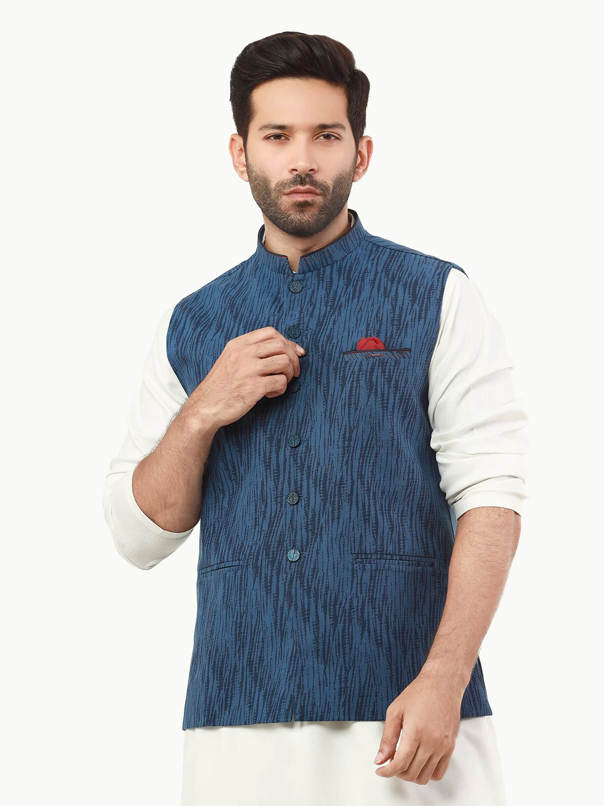 Men's Blue Waist Coat - EMTWC22-35805 - Image 2