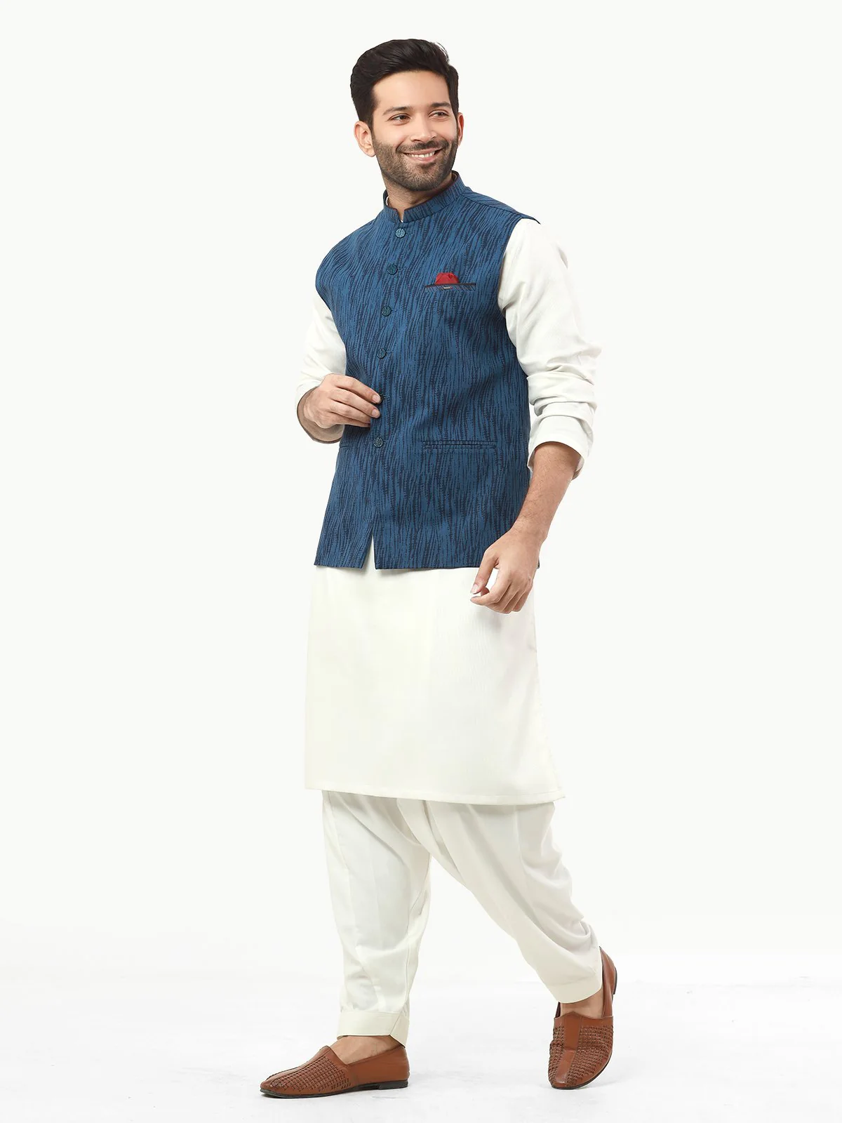 Men's Blue Waist Coat - EMTWC22-35805 - Image 3