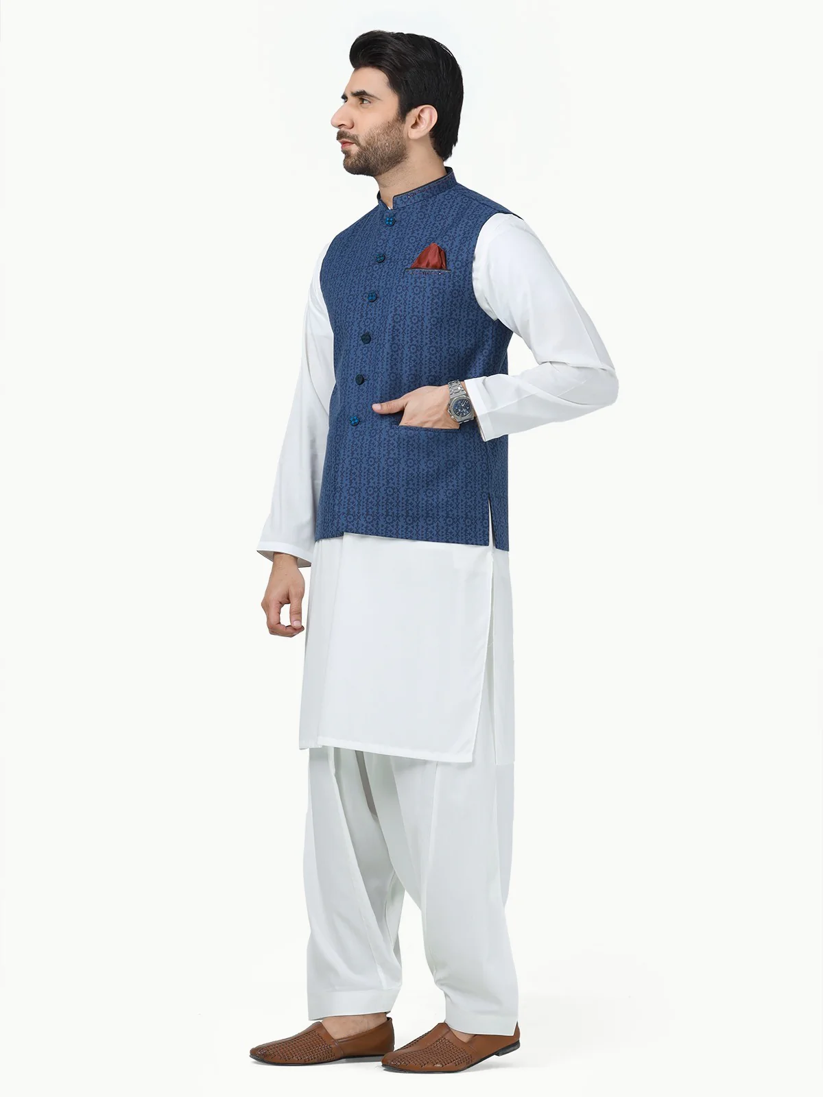 Men's Blue Waist Coat - EMTWC22-35816 - Image 3